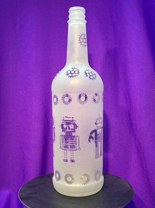 Sandblasted Robot Incense Holder Bottle