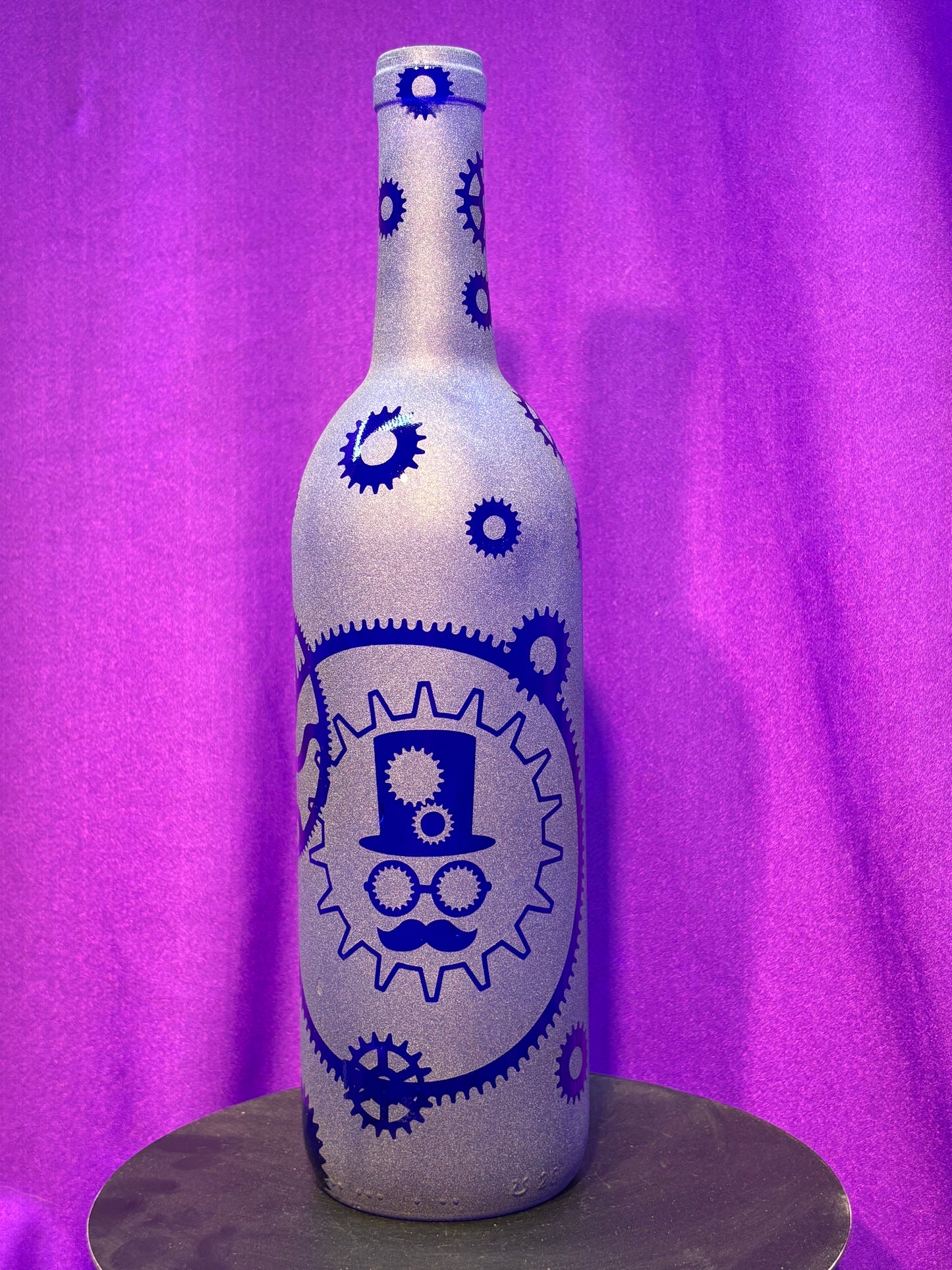 Sandblasted Steampunk Gear Design Incense Holder Bottle