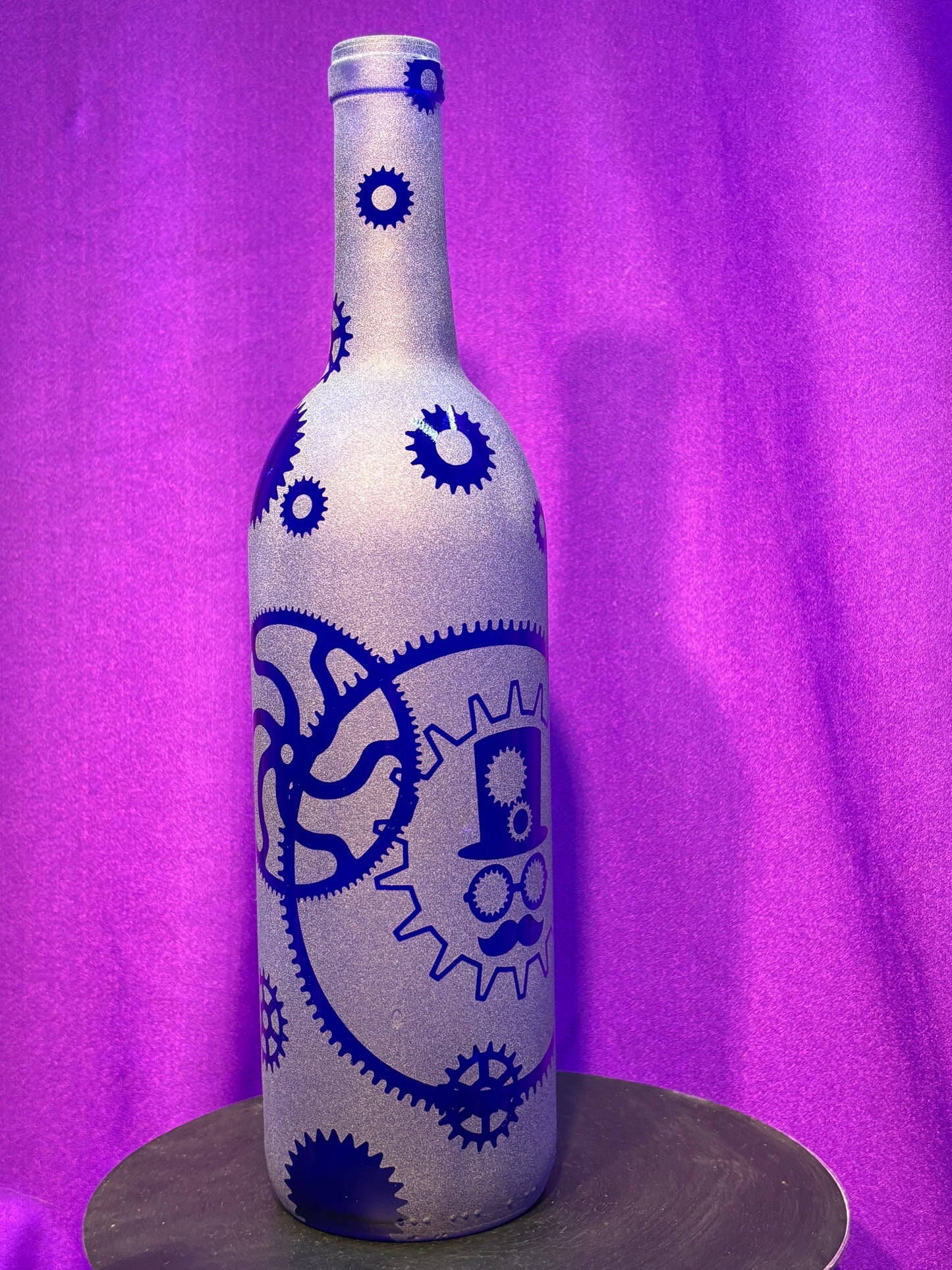 Sandblasted Steampunk Gear Design Incense Holder Bottle