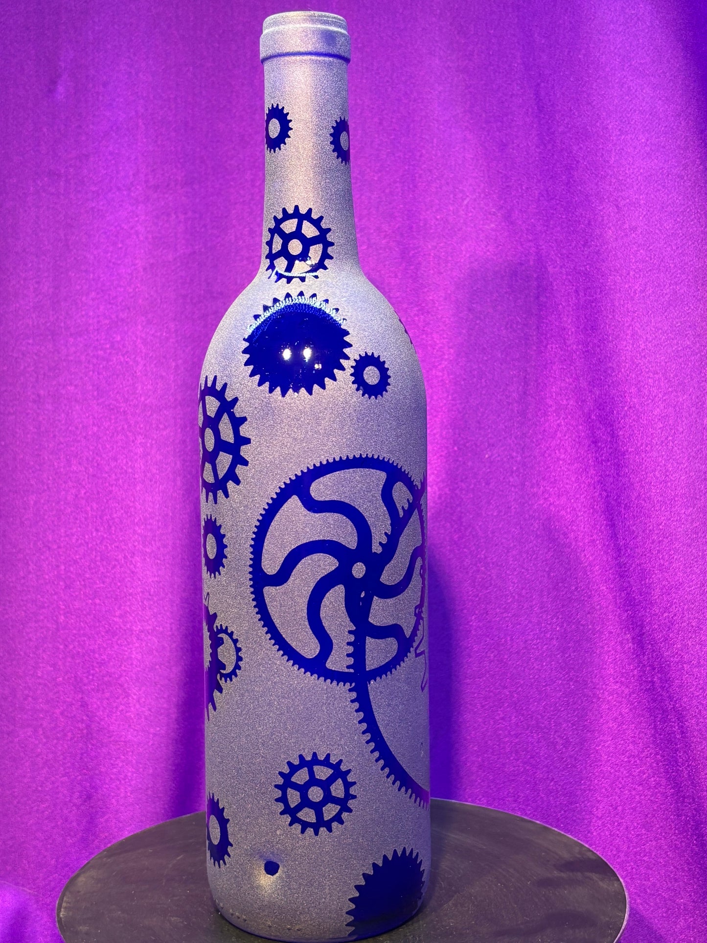 Sandblasted Steampunk Gear Design Incense Holder Bottle