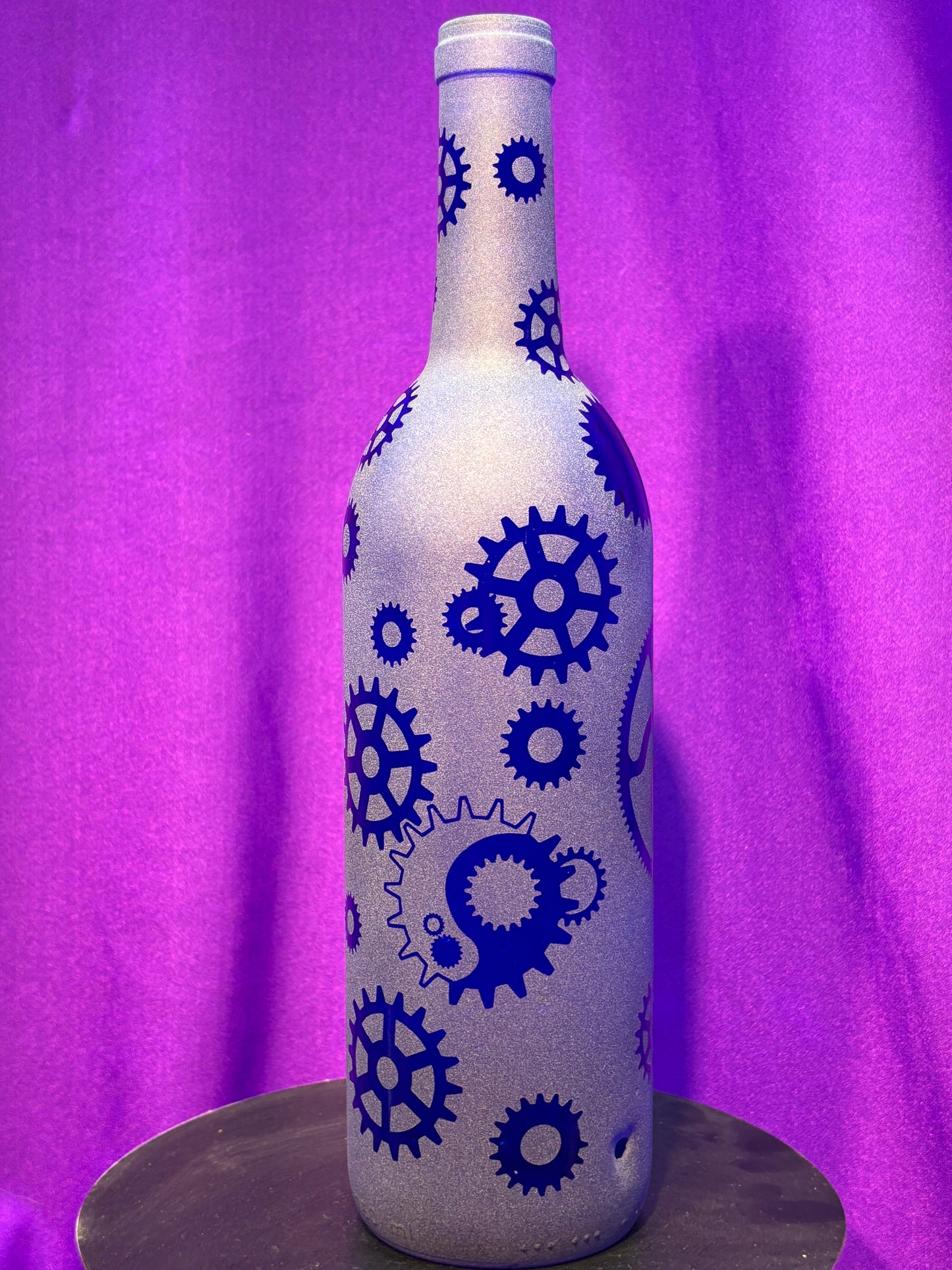 Sandblasted Steampunk Gear Design Incense Holder Bottle