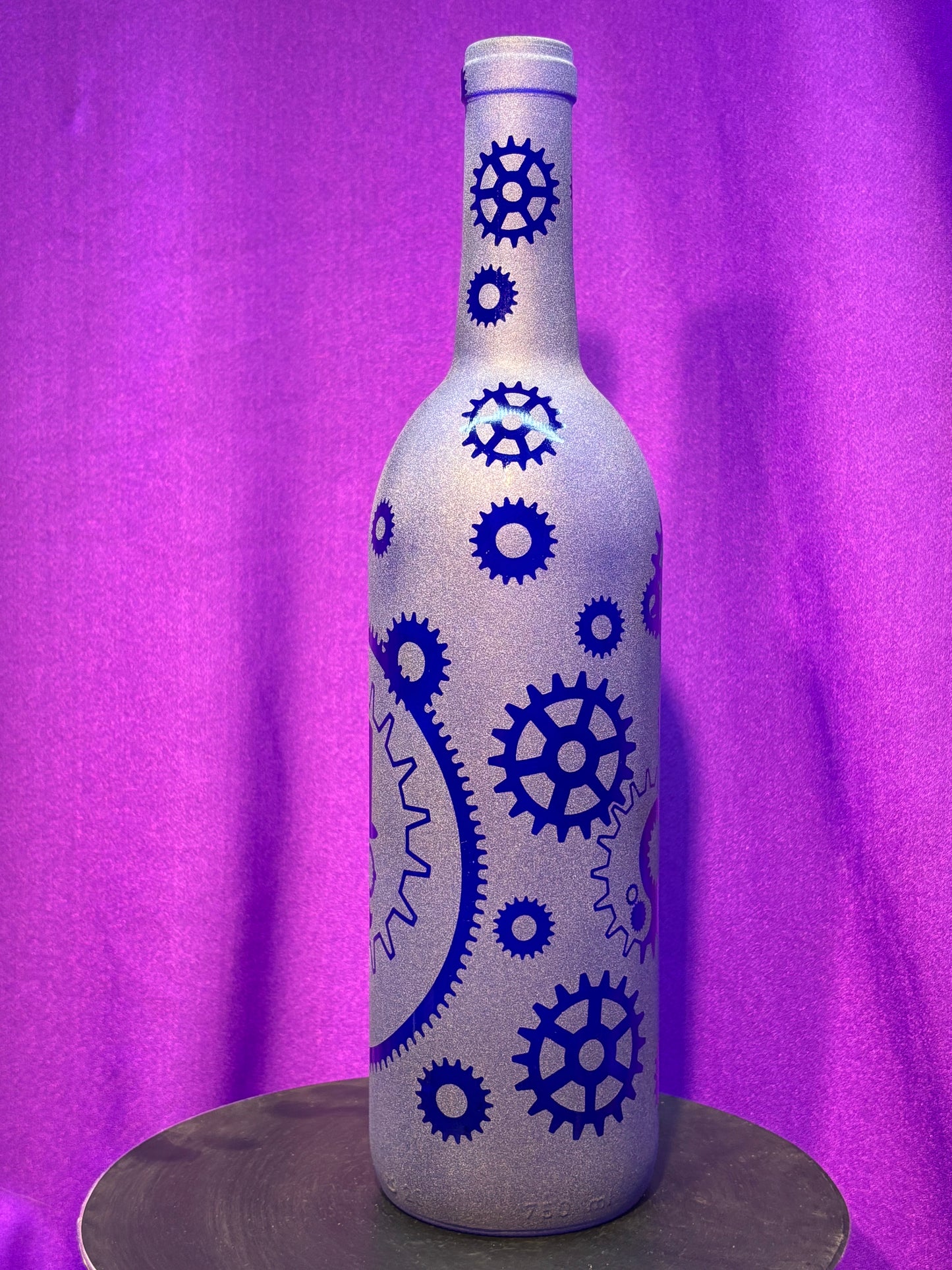 Sandblasted Steampunk Gear Design Incense Holder Bottle