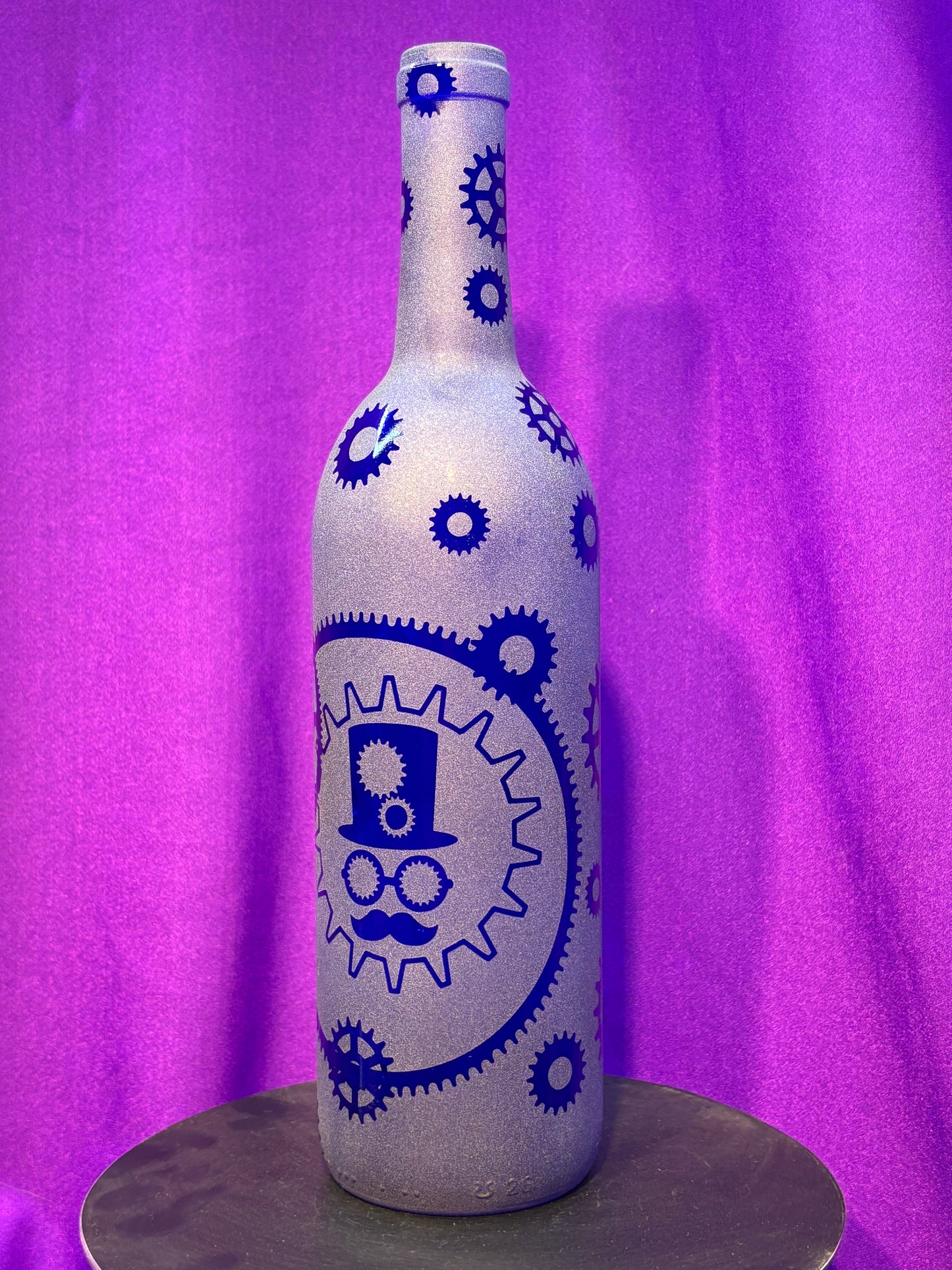 Sandblasted Steampunk Gear Design Incense Holder Bottle