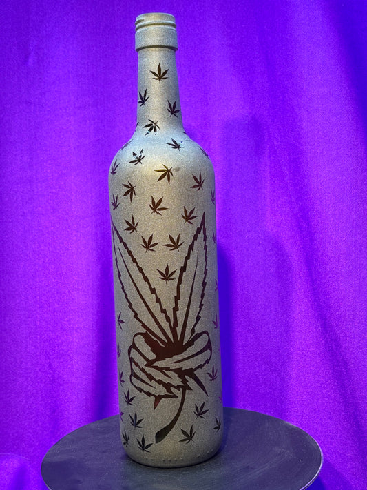 Sandblasted Peace Pot Incense Holder Bottle