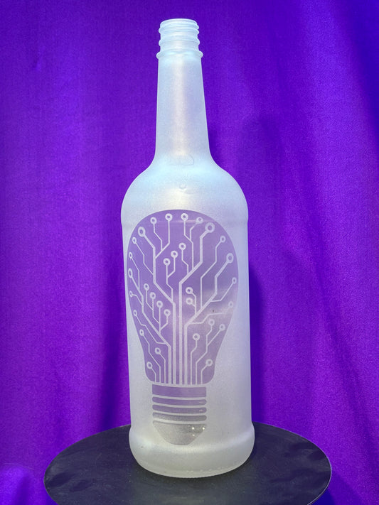 Sandblasted Cyber-Lightbulb Incense Holder Bottle
