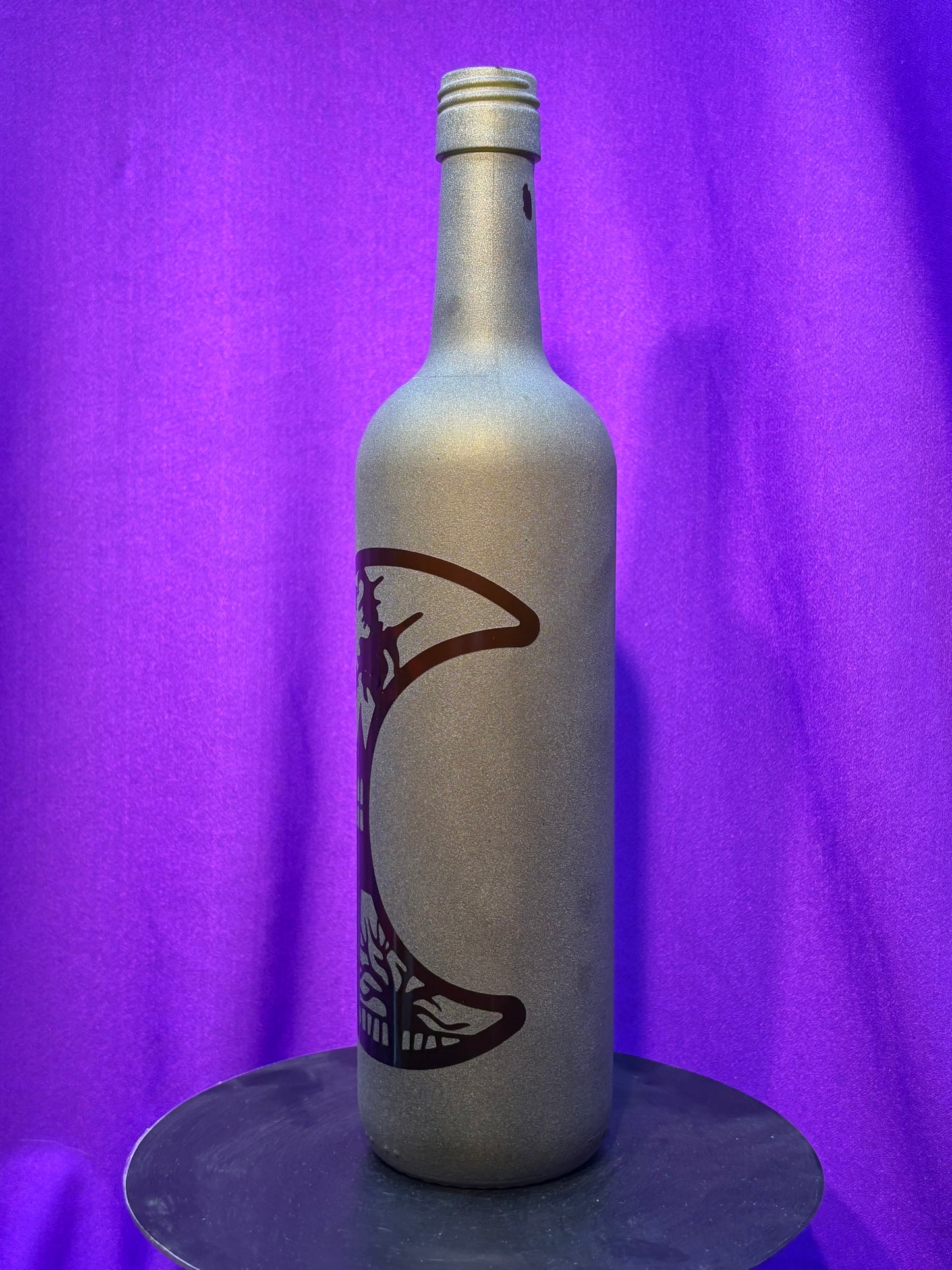 Sandblasted Crescent Moon Halloween Incense Holder Bottle