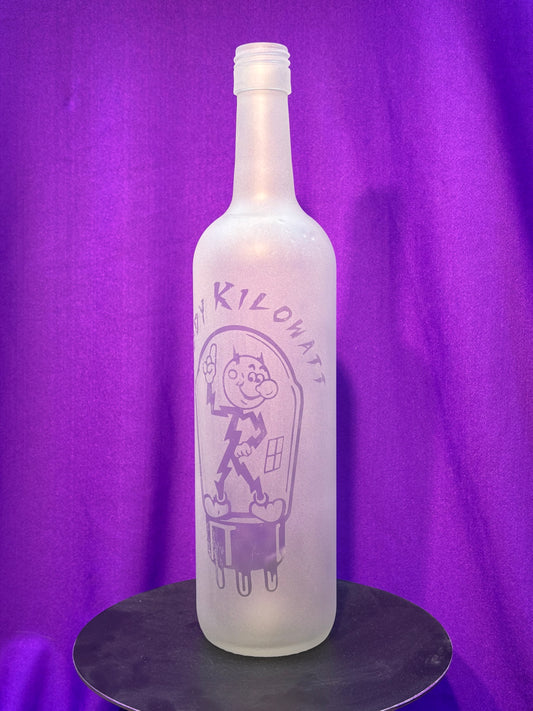Sandblasted Reddy Kilowatt Incense Holder Bottle