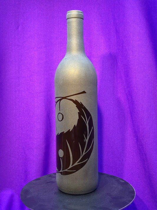 Sandblasted Leaf Yin-Yang Incense Holder Bottle
