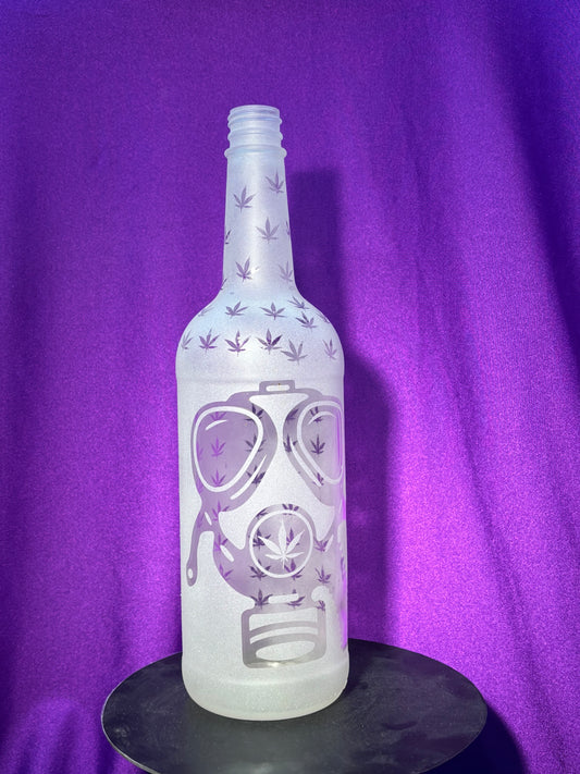 Sandblasted Cannabis Gas Mask Incense Holder Bottle