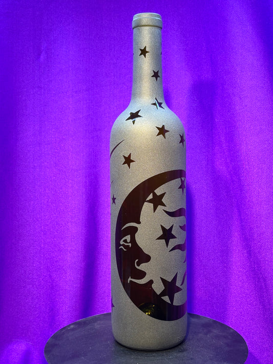 Sandblasted Sun and Moon Incense Holder Bottle
