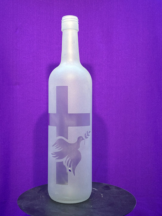 Sandblasted Dove Cross Incense Holder Bottle