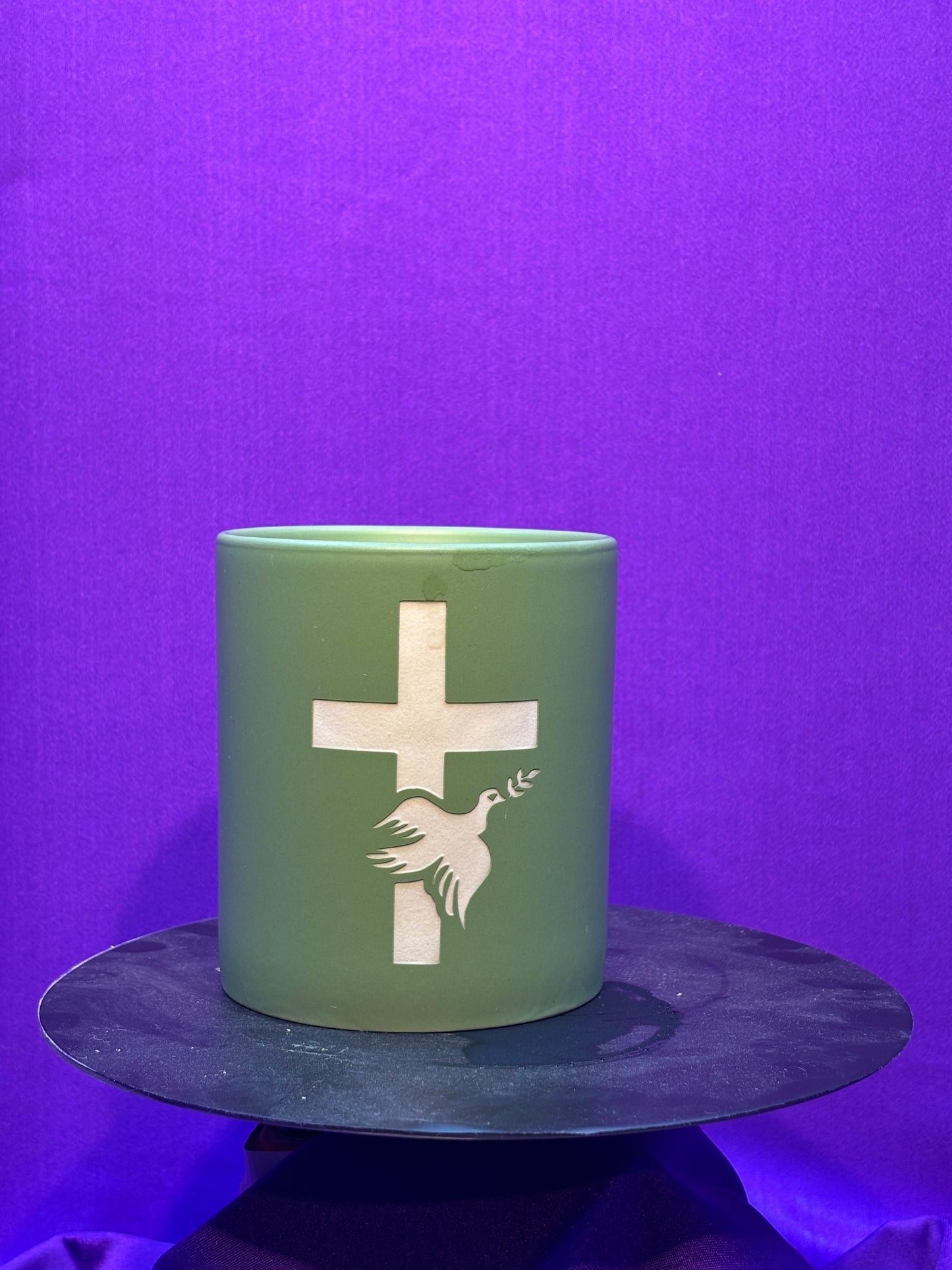 Dove Cross Candle Holder Tumbler