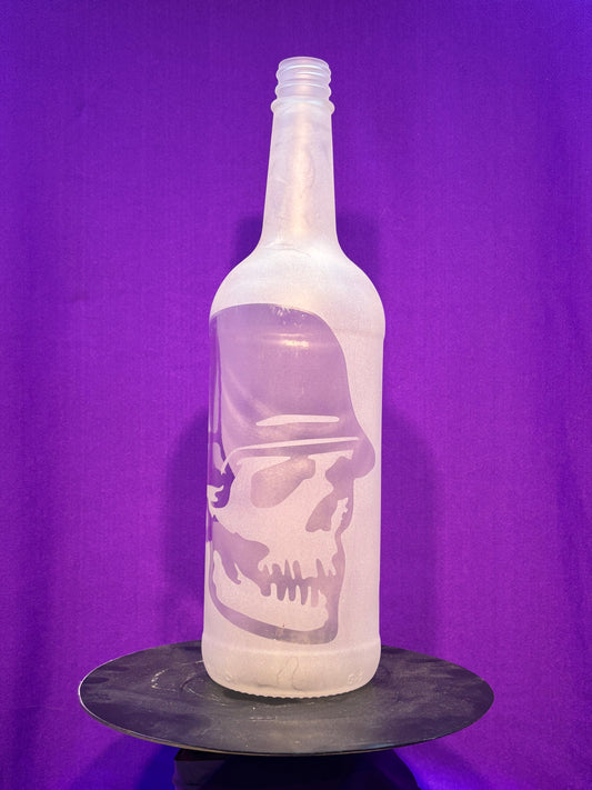 Sandblasted Helmet Skull Incense Bottle