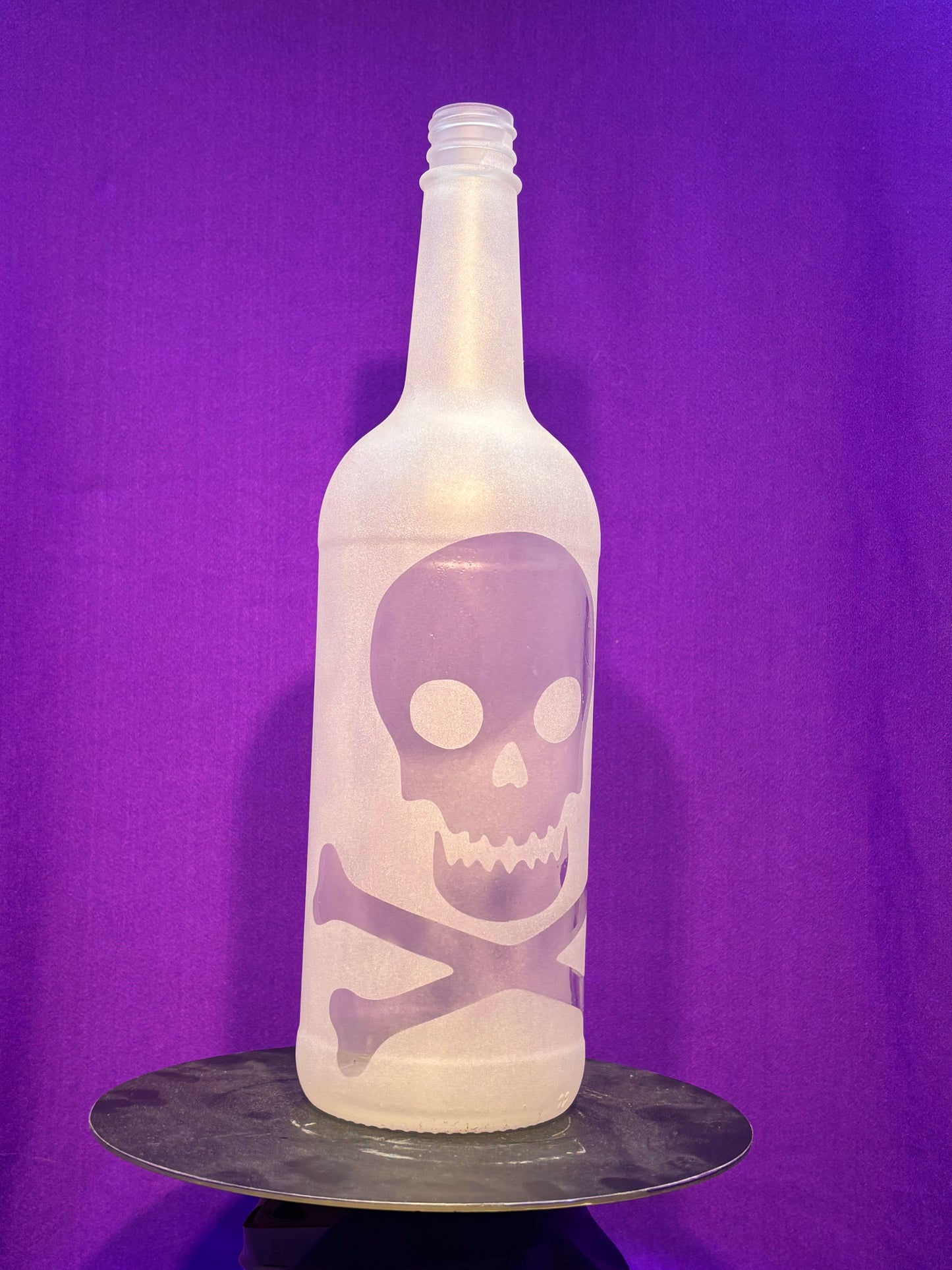 Sandblasted Skull and Crossbones Incense Holder Bottle