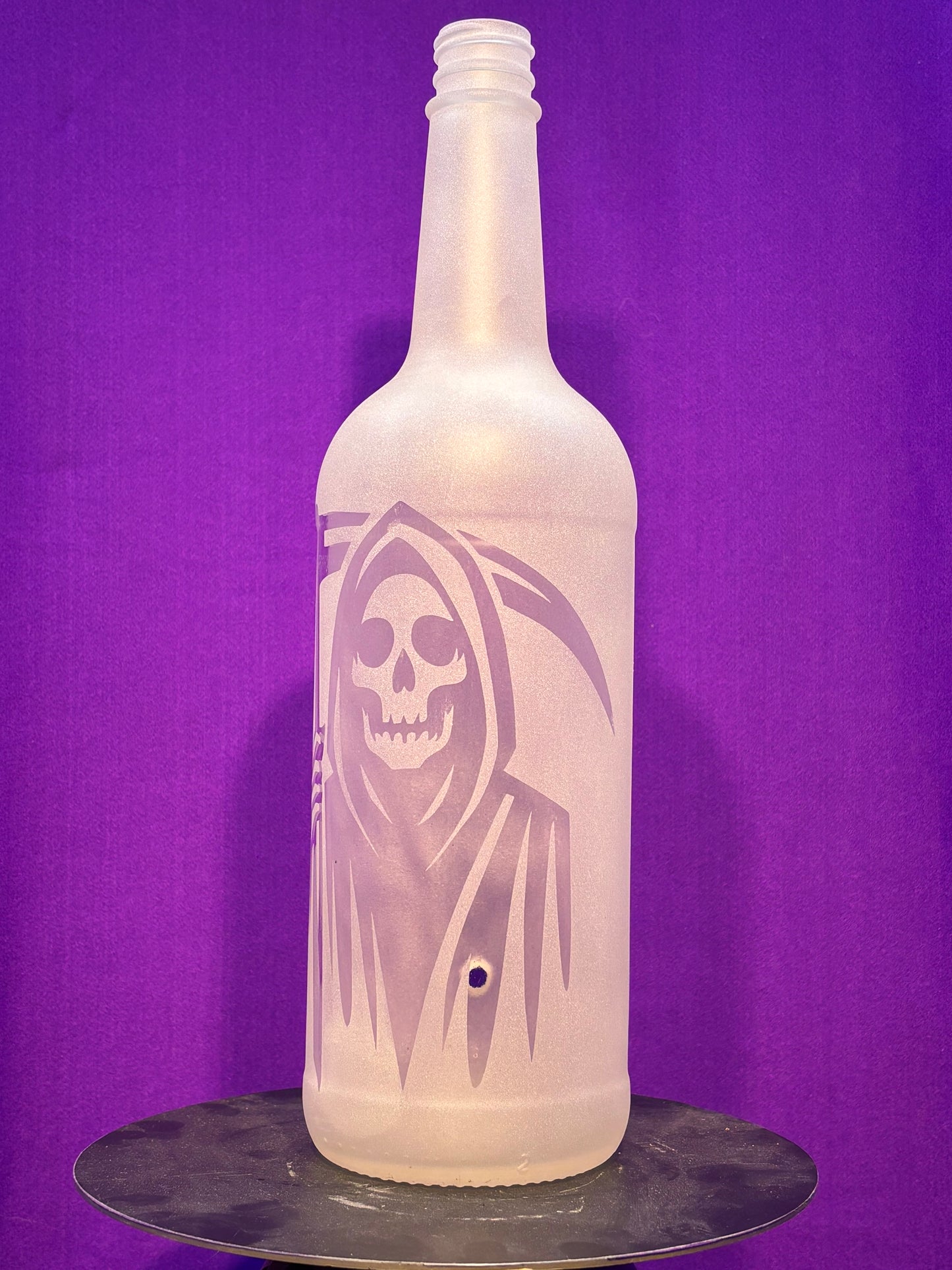 Sandblasted Grim Reaper Incense Holder Bottle