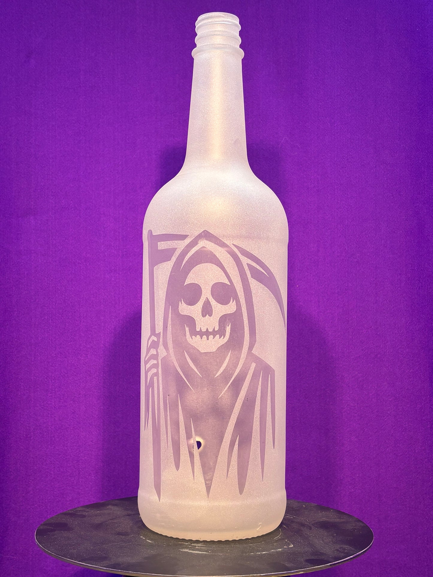 Sandblasted Grim Reaper Incense Holder Bottle