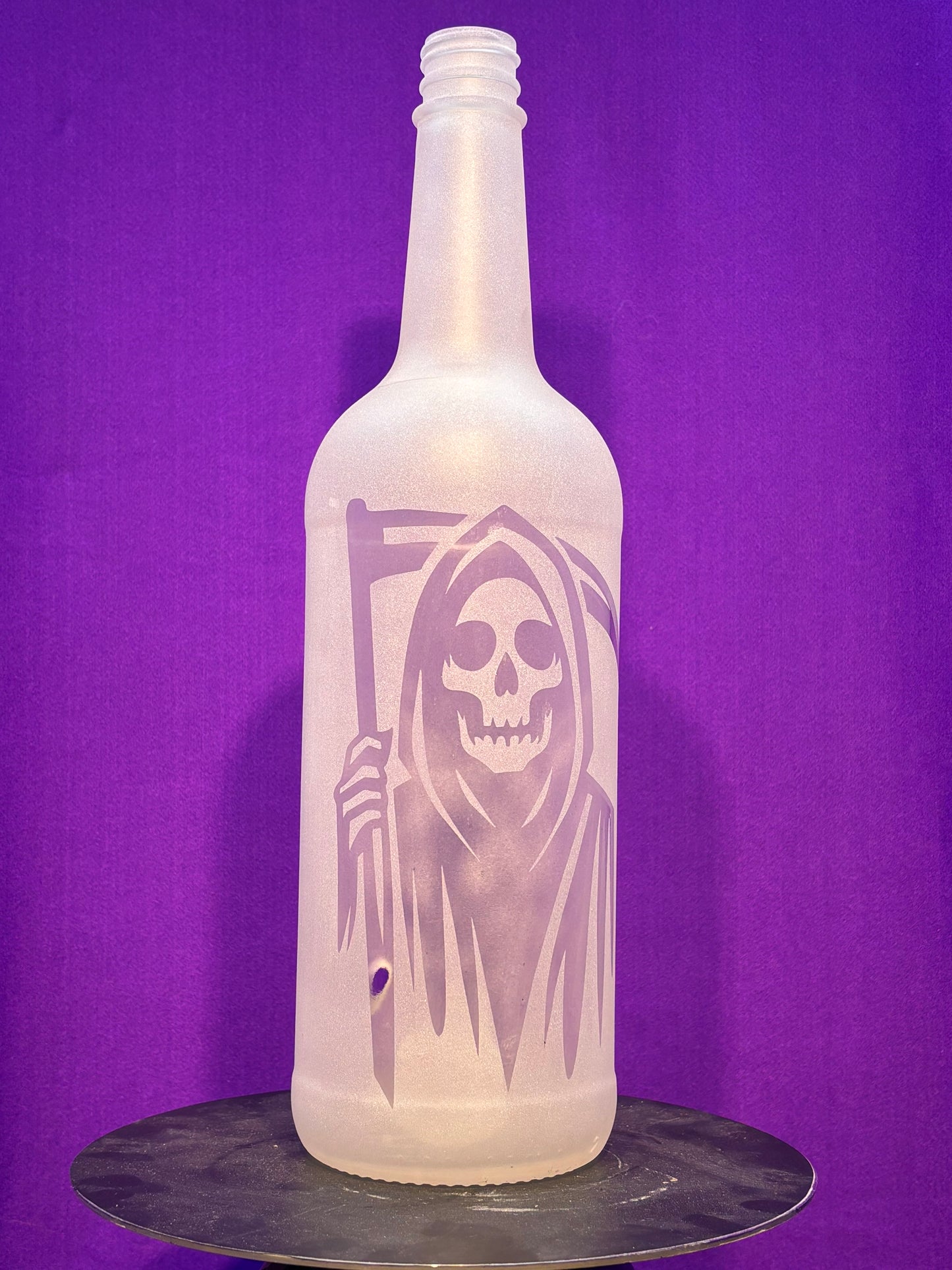 Sandblasted Grim Reaper Incense Holder Bottle
