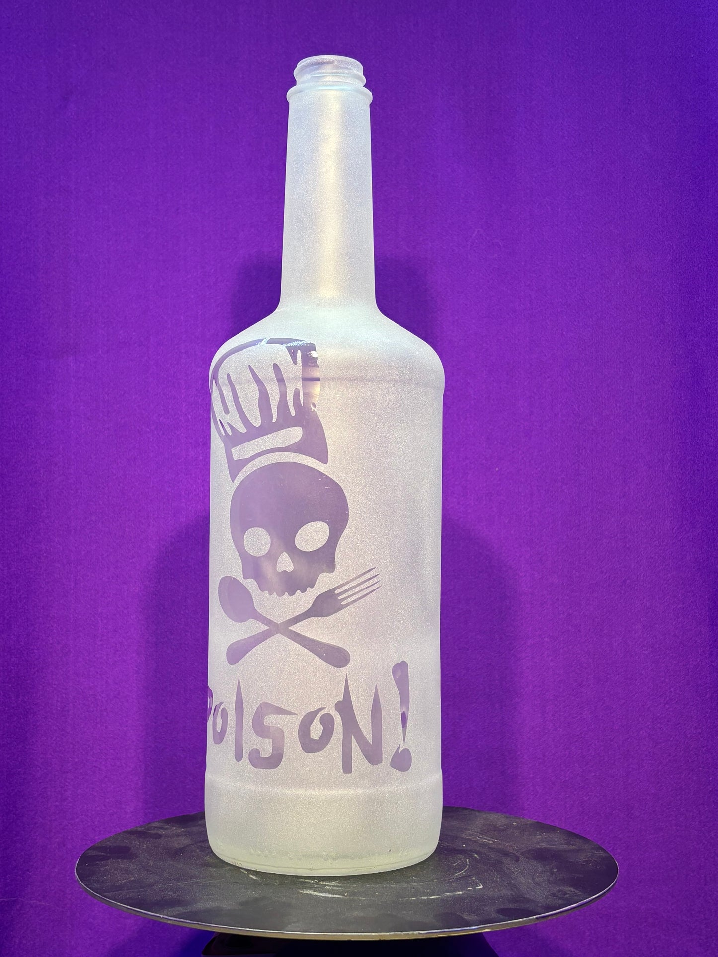 Sandblasted Poison Skull Incense Holder Bottle