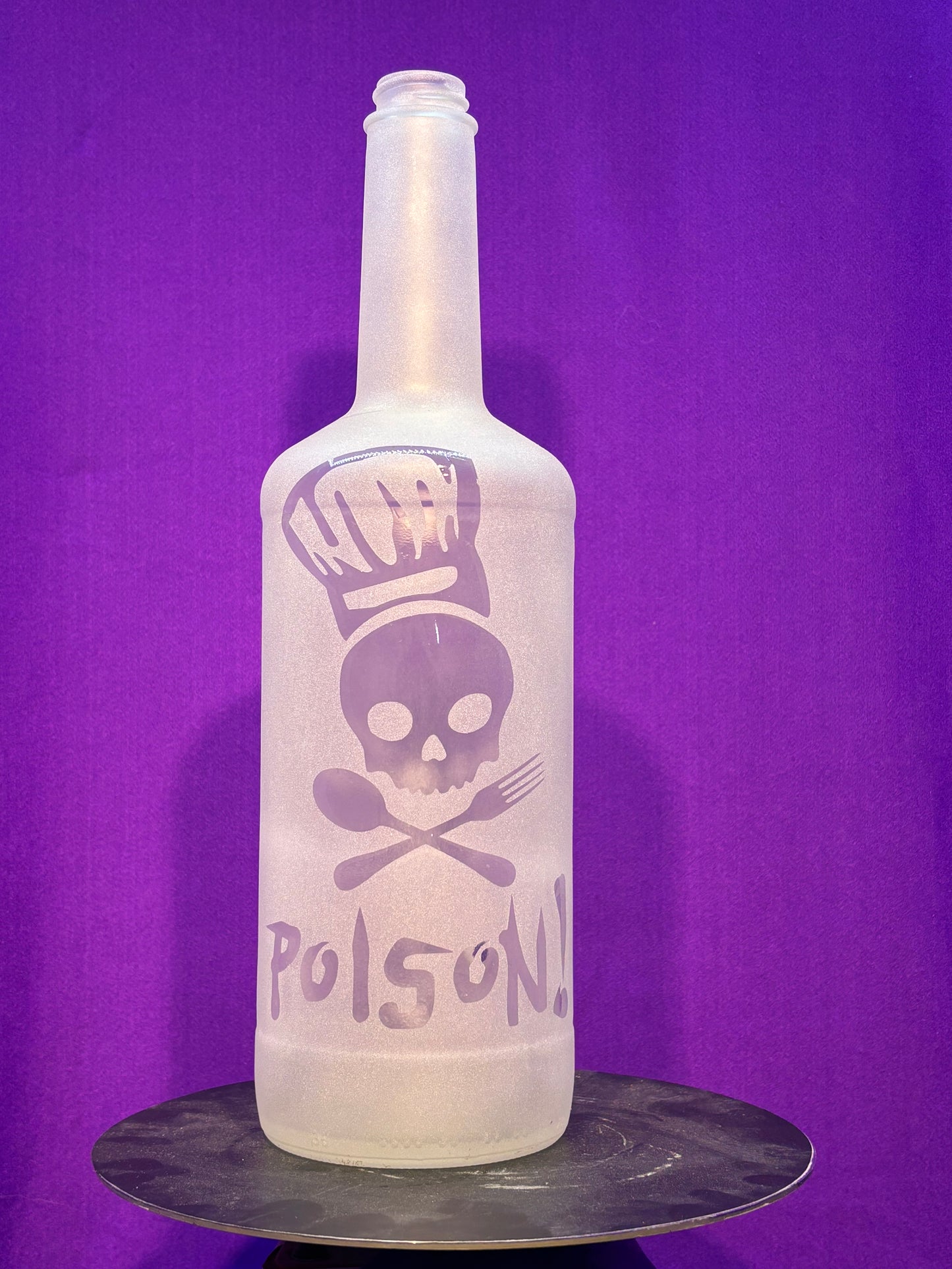 Sandblasted Poison Skull Incense Holder Bottle