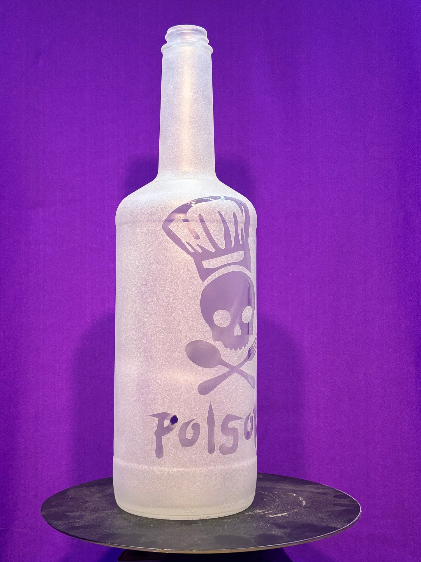 Sandblasted Poison Skull Incense Holder Bottle