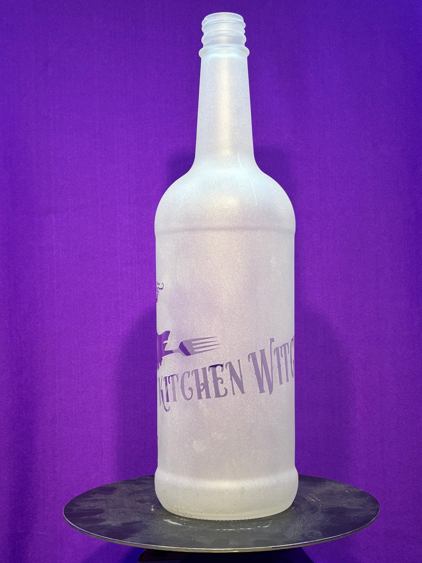 Sandblasted Kitchen Witch Incense Holder Bottle - Big