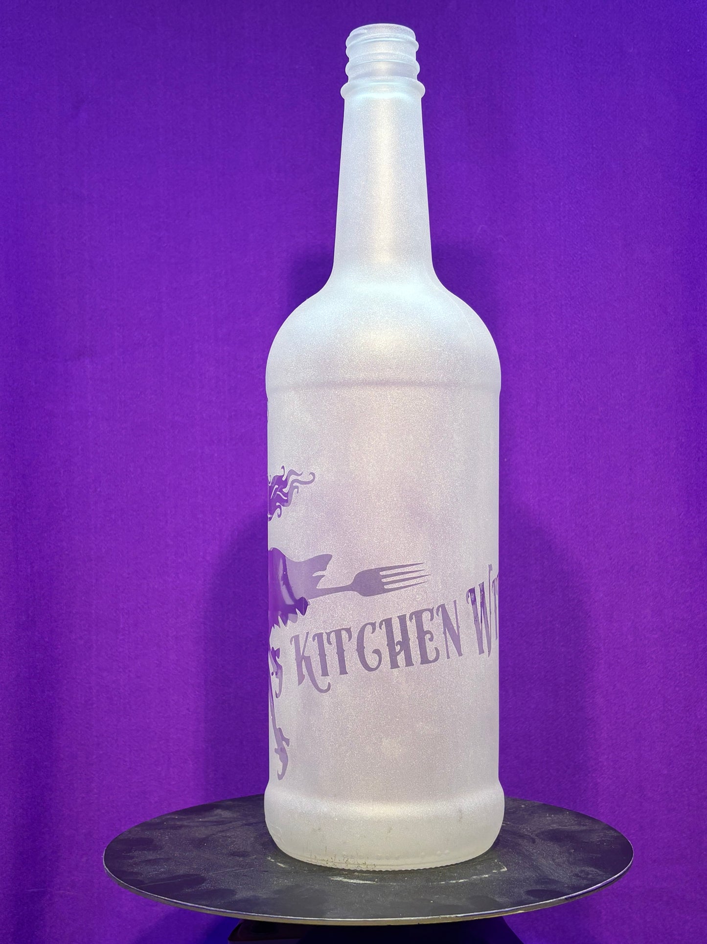 Sandblasted Kitchen Witch Incense Holder Bottle - Big