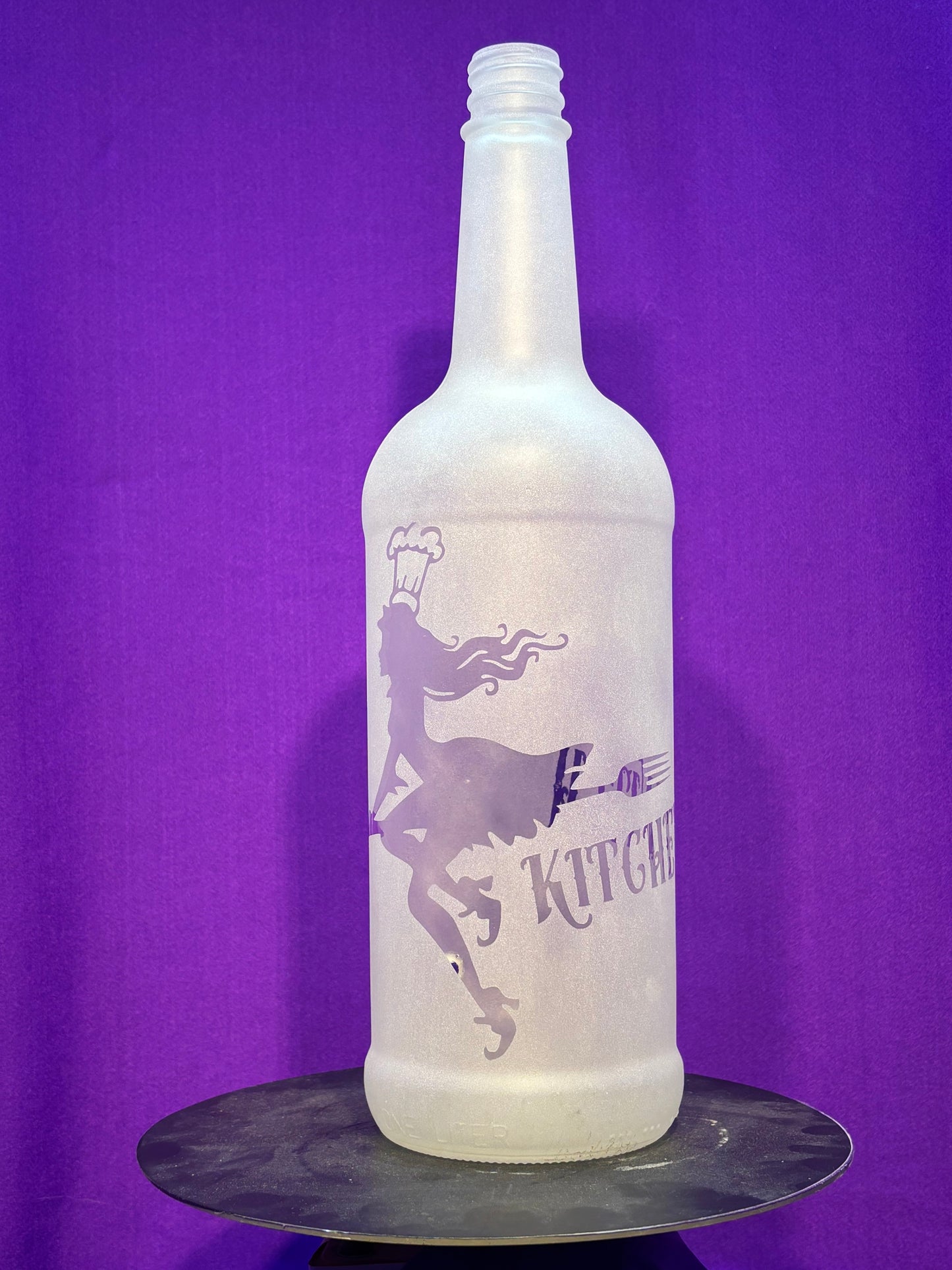 Sandblasted Kitchen Witch Incense Holder Bottle - Big