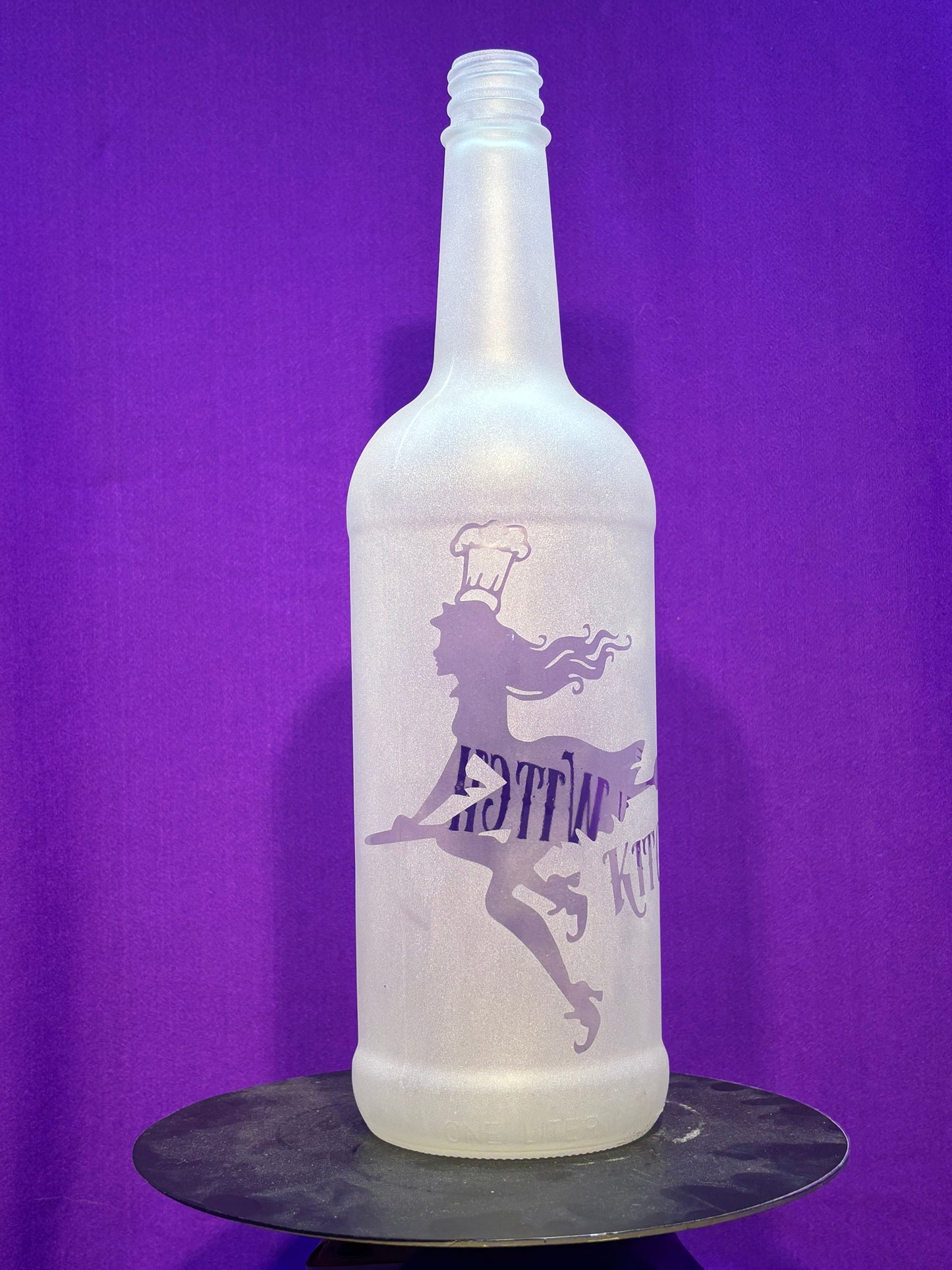 Sandblasted Kitchen Witch Incense Holder Bottle - Big