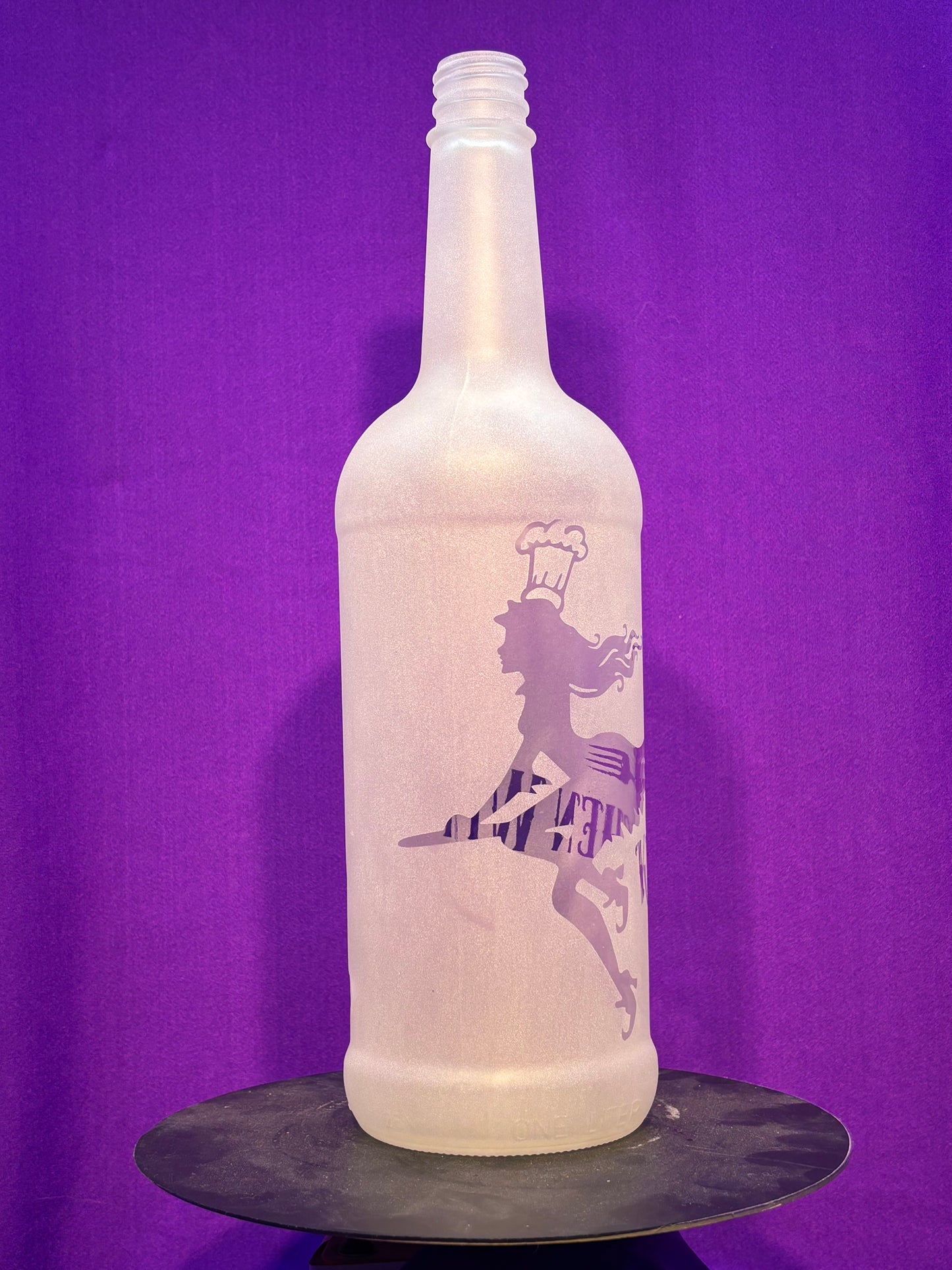 Sandblasted Kitchen Witch Incense Holder Bottle - Big