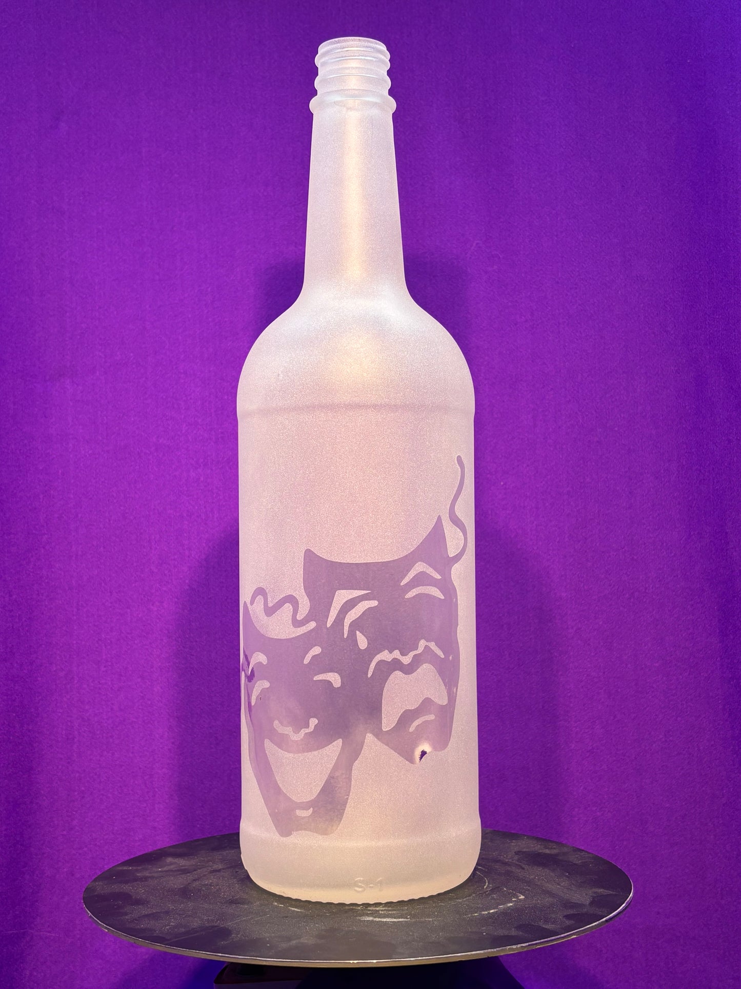 Sandblasted Drama Mask Incense Holder Bottle