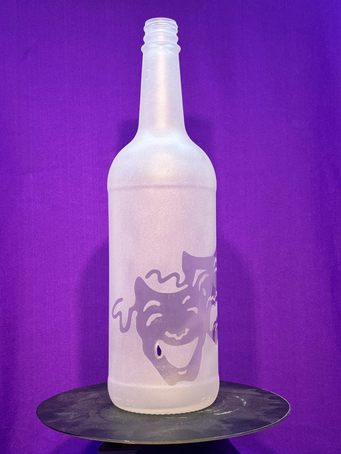 Sandblasted Drama Mask Incense Holder Bottle