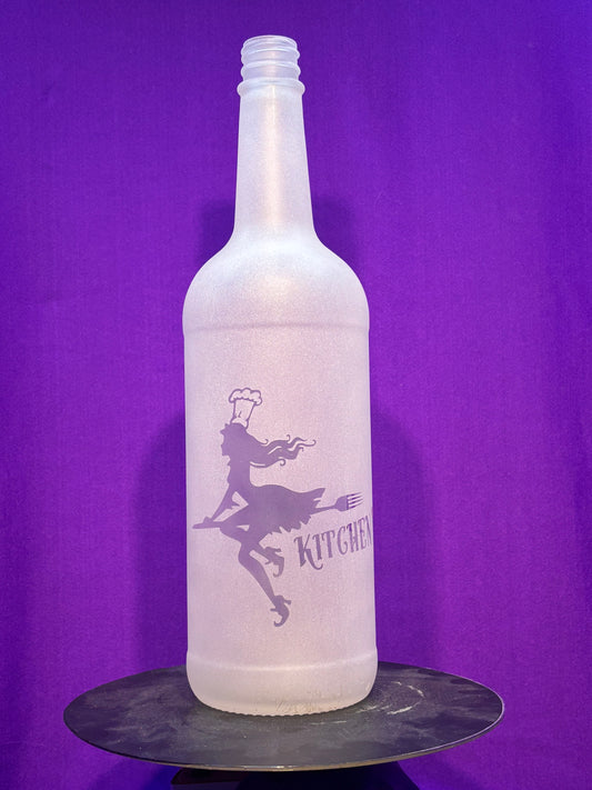 Sandblasted Kitchen Witch Incense Bottle - Small