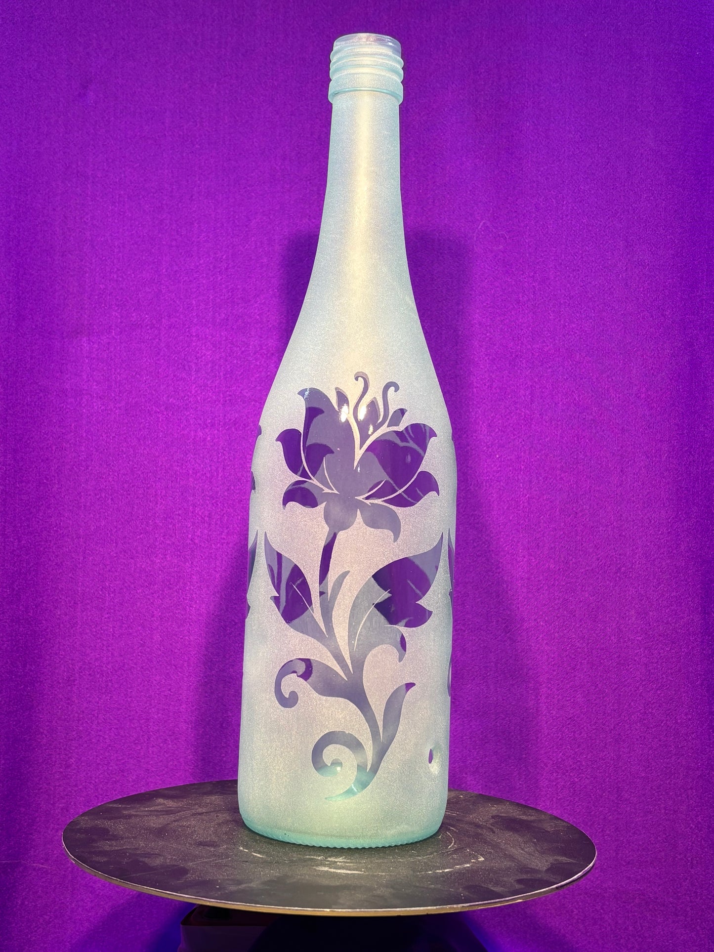 Sandblasted Flowers 1 Incense Holder Bottle