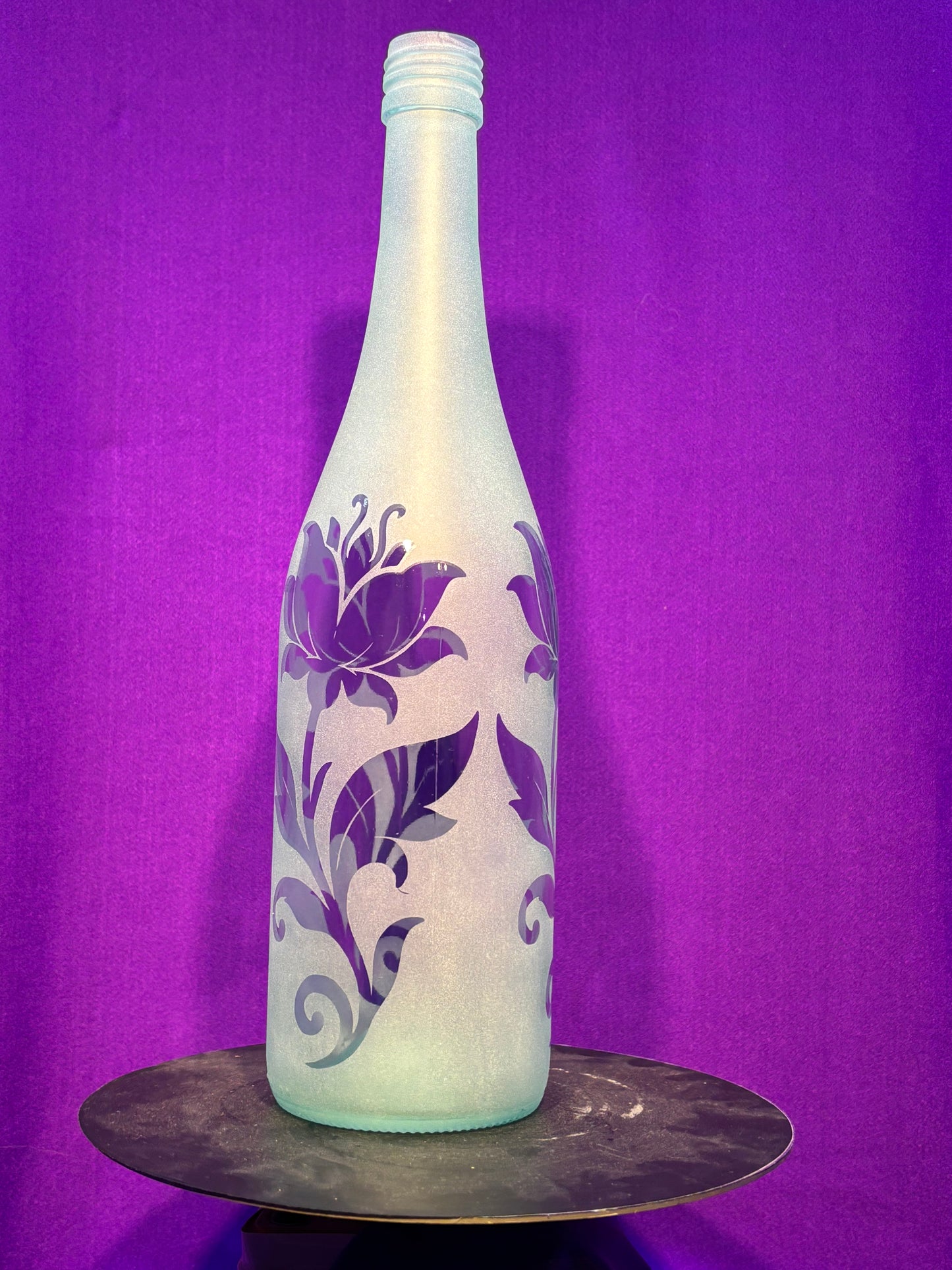 Sandblasted Flowers 1 Incense Holder Bottle