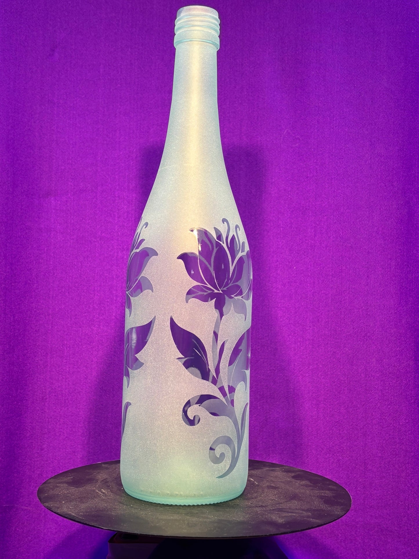 Sandblasted Flowers 1 Incense Holder Bottle