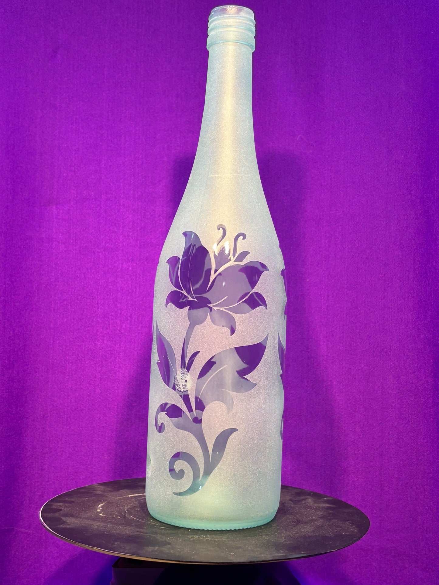 Sandblasted Flowers 1 Incense Holder Bottle