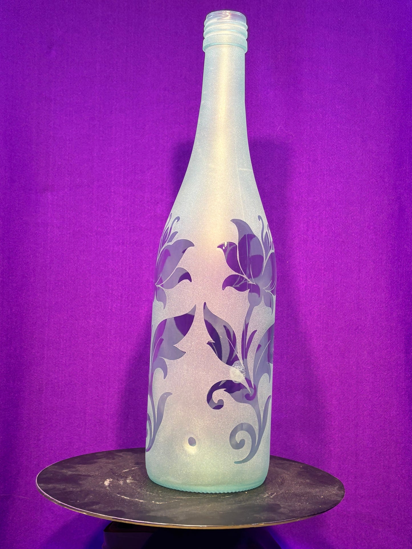Sandblasted Flowers 1 Incense Holder Bottle