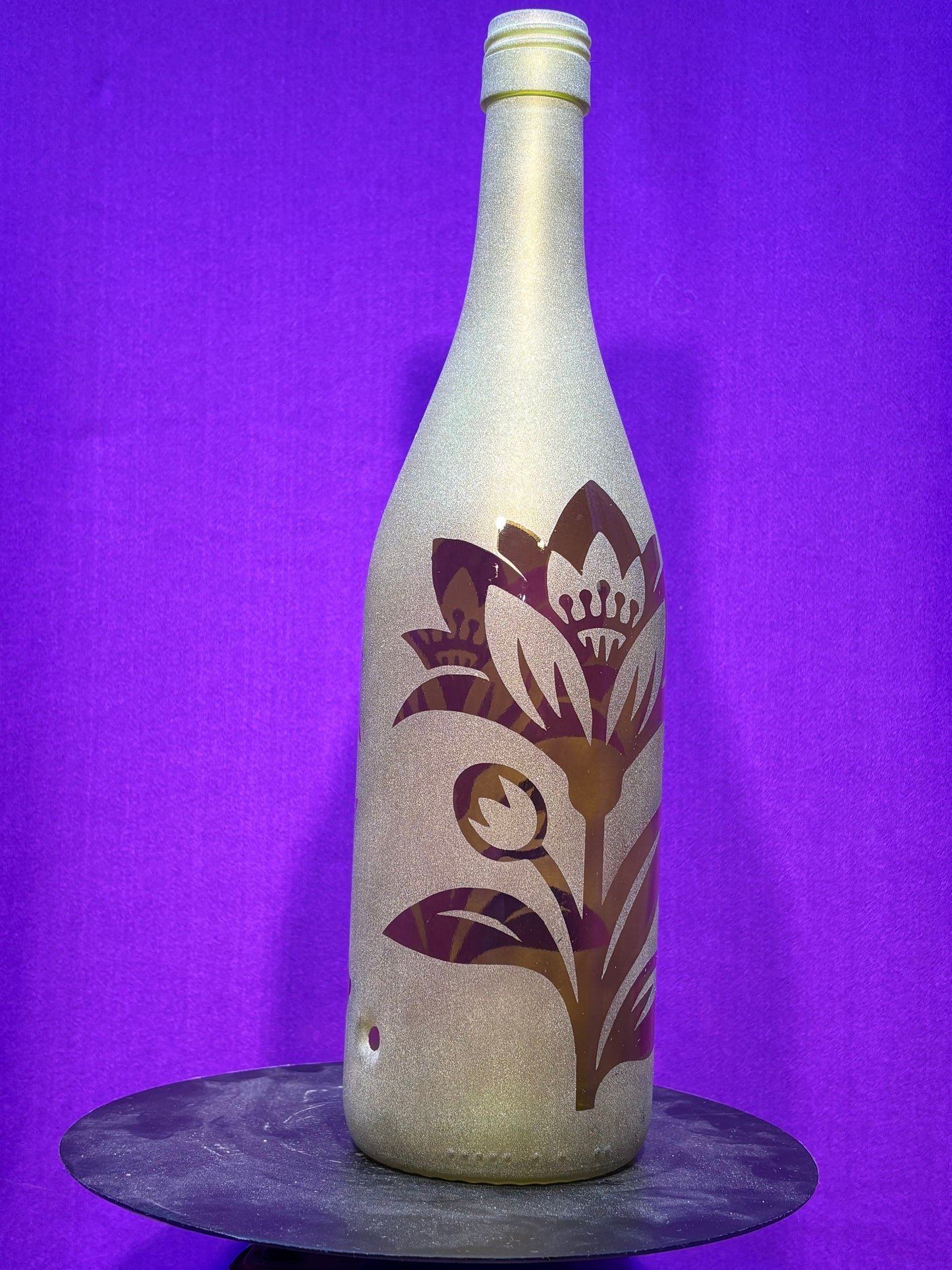 Sandblasted Flowers 2 Incense Holder Bottle