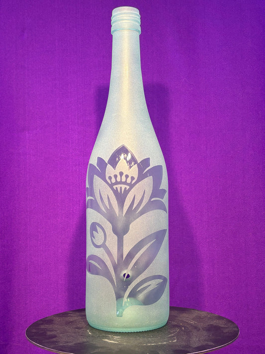 Sandblasted Flower 2 Incense Bottle - Single Flower
