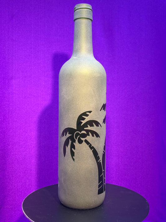 Sandblasted Palm Trees Incense Holder Bottle