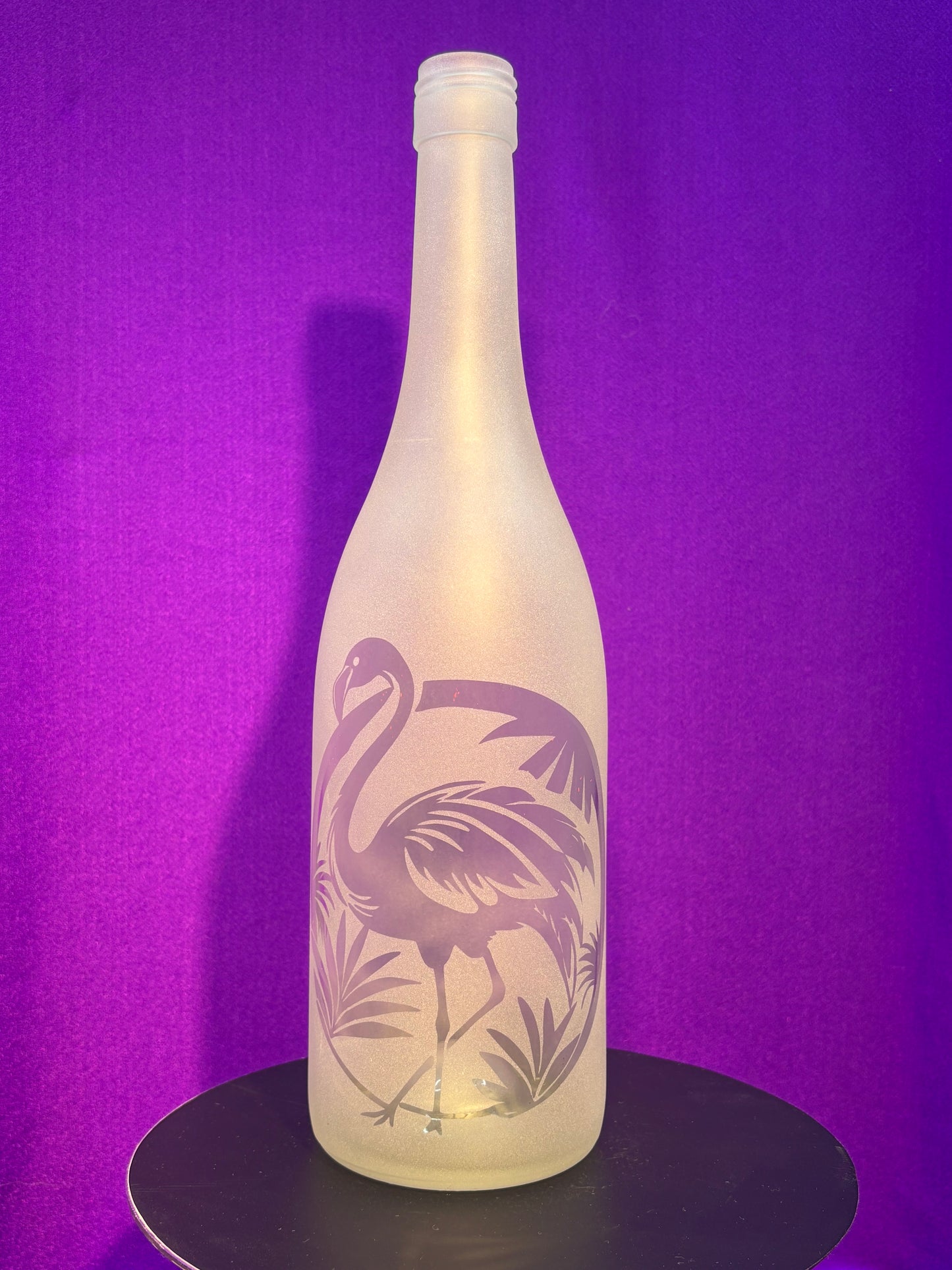 Sandblasted Flamingo Incense Holder Bottle