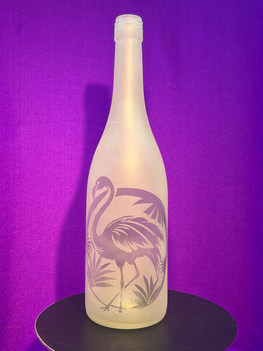 Sandblasted Flamingo Incense Holder Bottle
