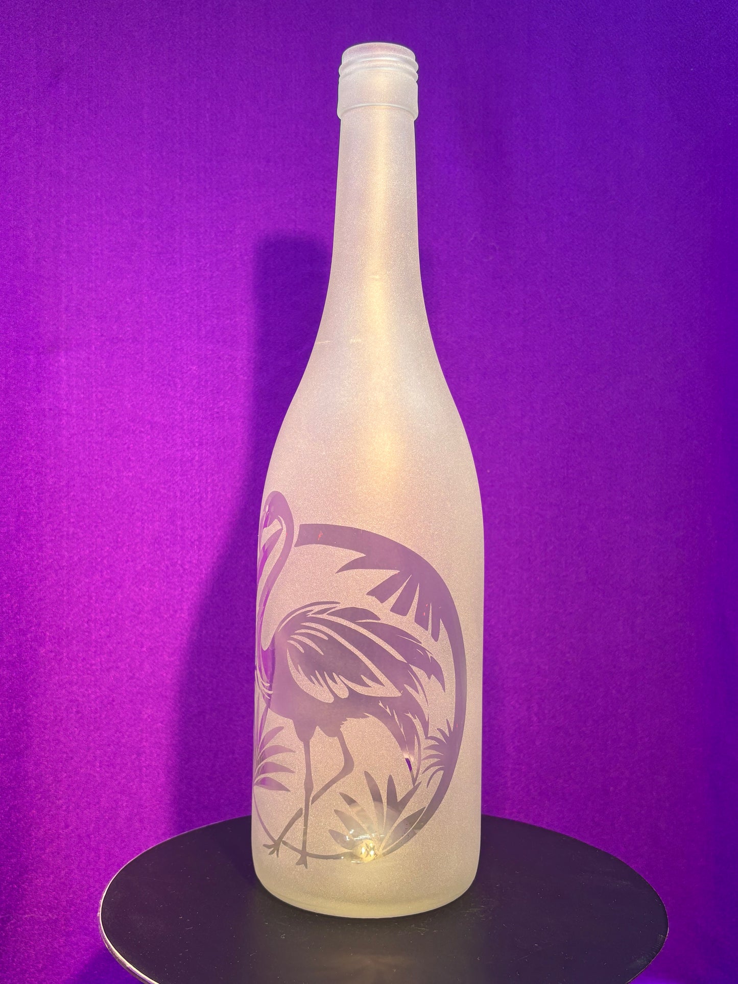 Sandblasted Flamingo Incense Holder Bottle