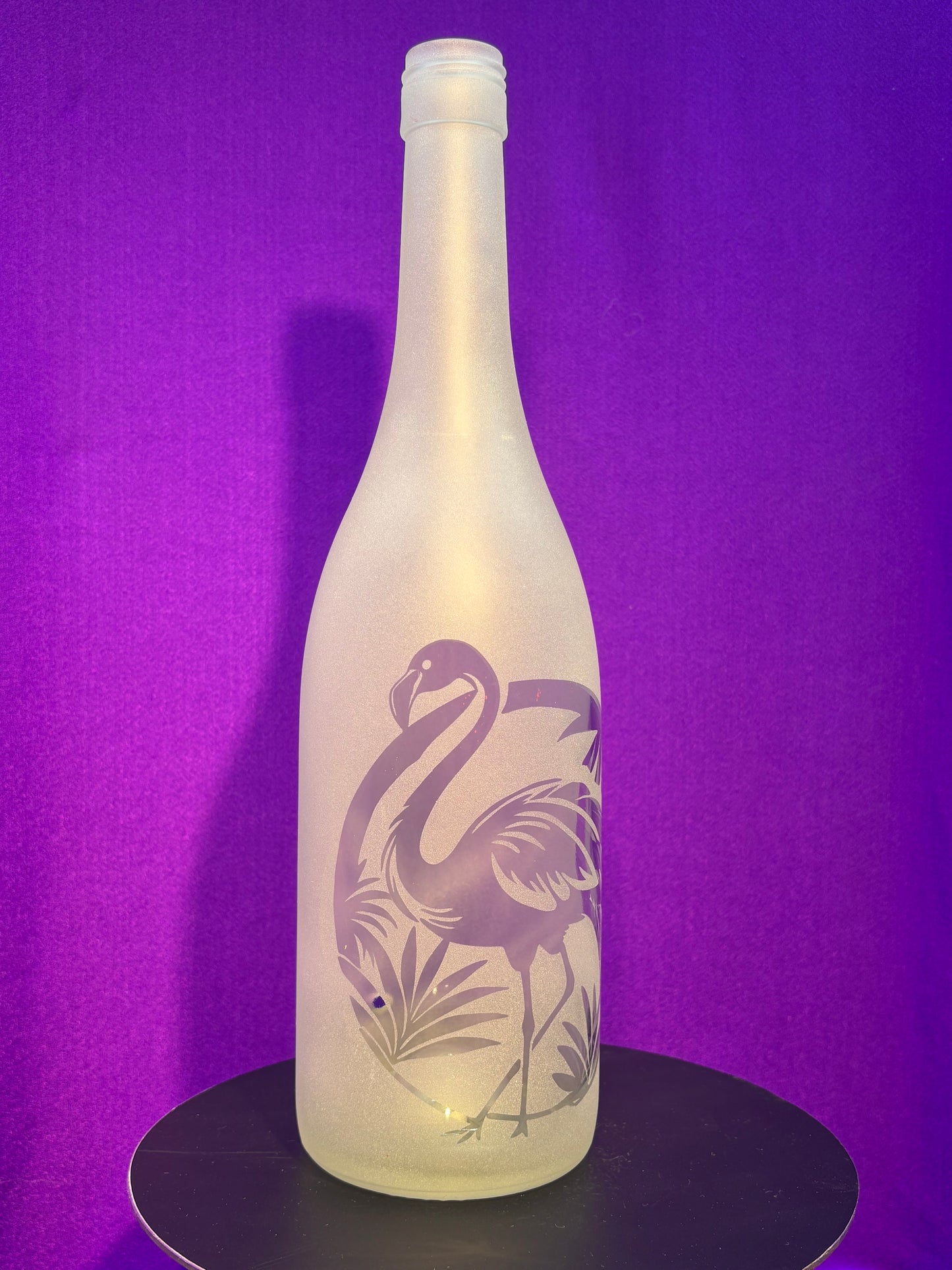 Sandblasted Flamingo Incense Holder Bottle