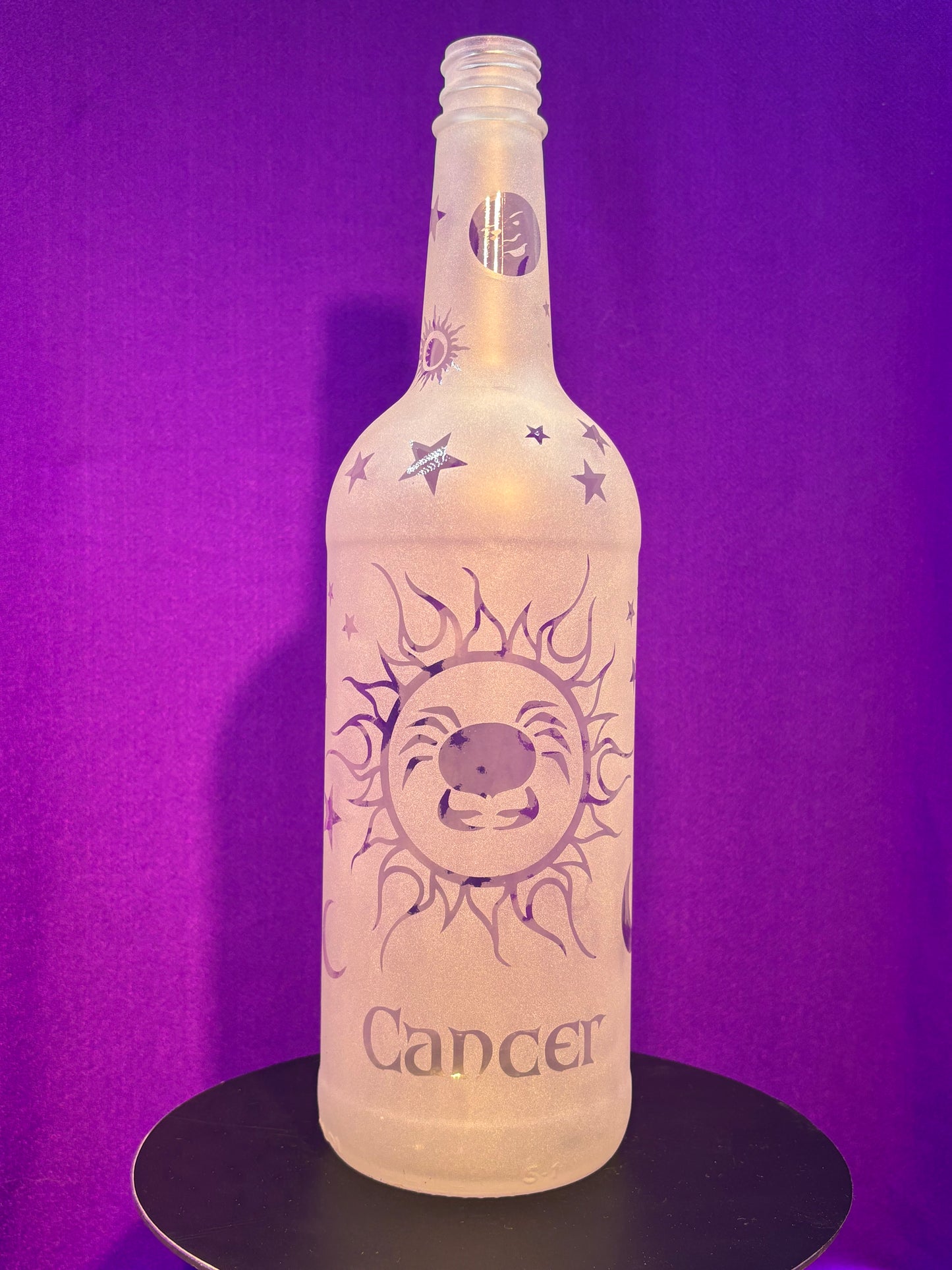 Sandblasted Cancer Zodiac Incense Holder Bottle