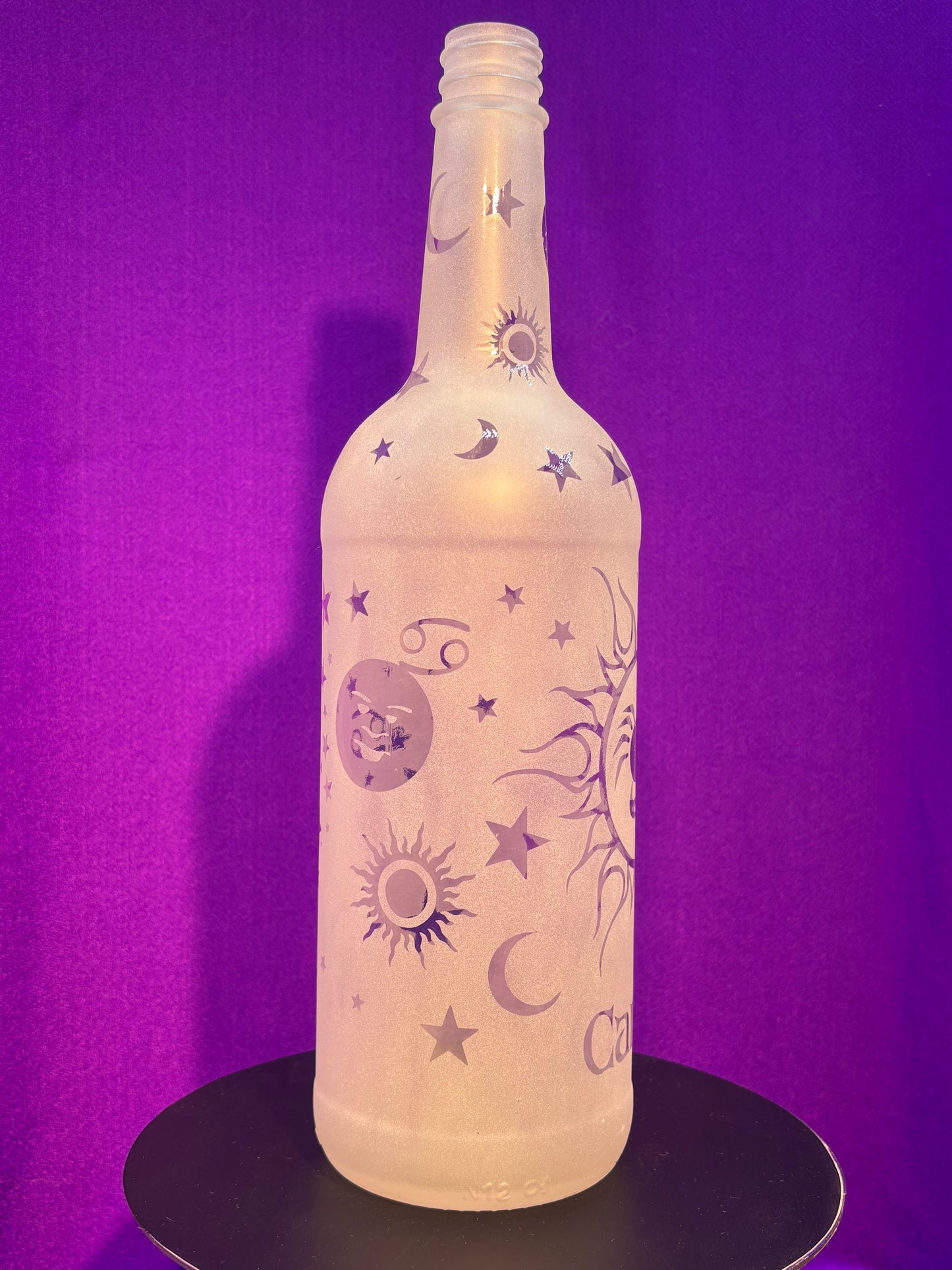 Sandblasted Cancer Zodiac Incense Holder Bottle