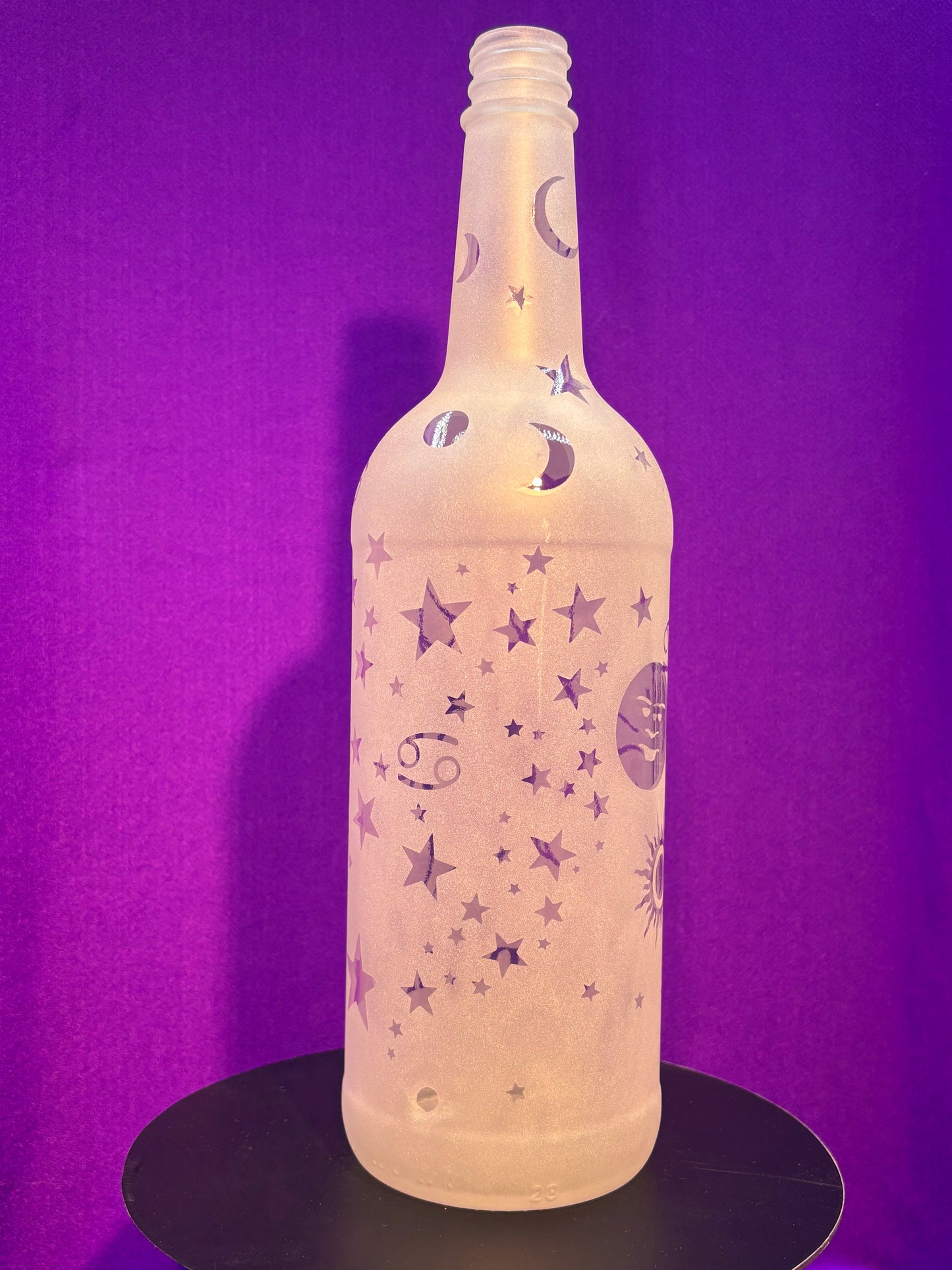 Sandblasted Cancer Zodiac Incense Holder Bottle