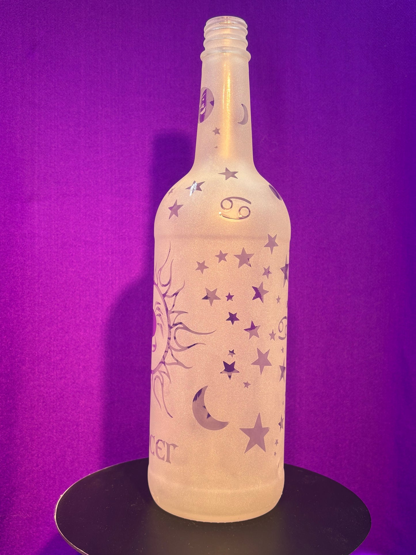 Sandblasted Cancer Zodiac Incense Holder Bottle