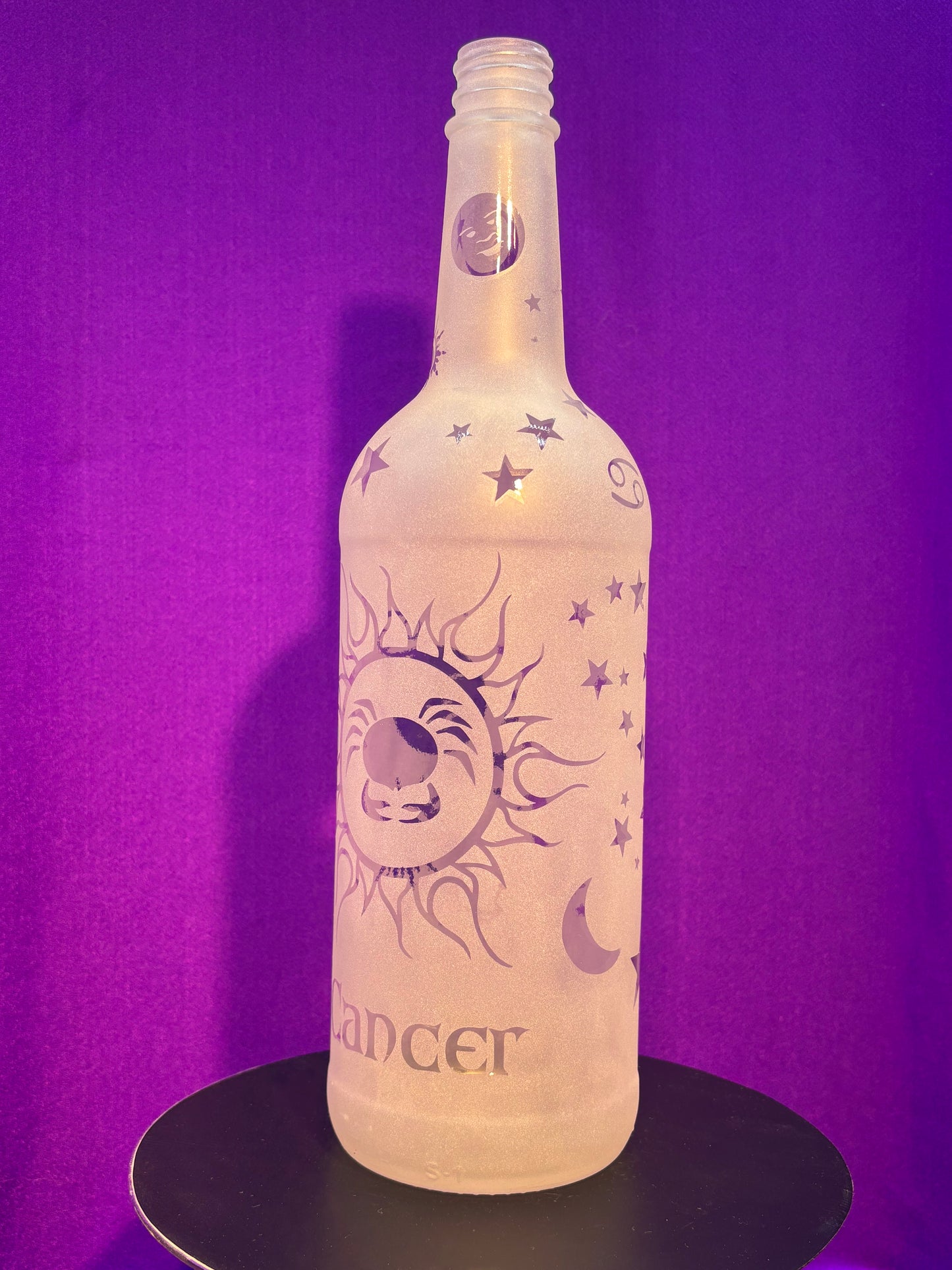 Sandblasted Cancer Zodiac Incense Holder Bottle