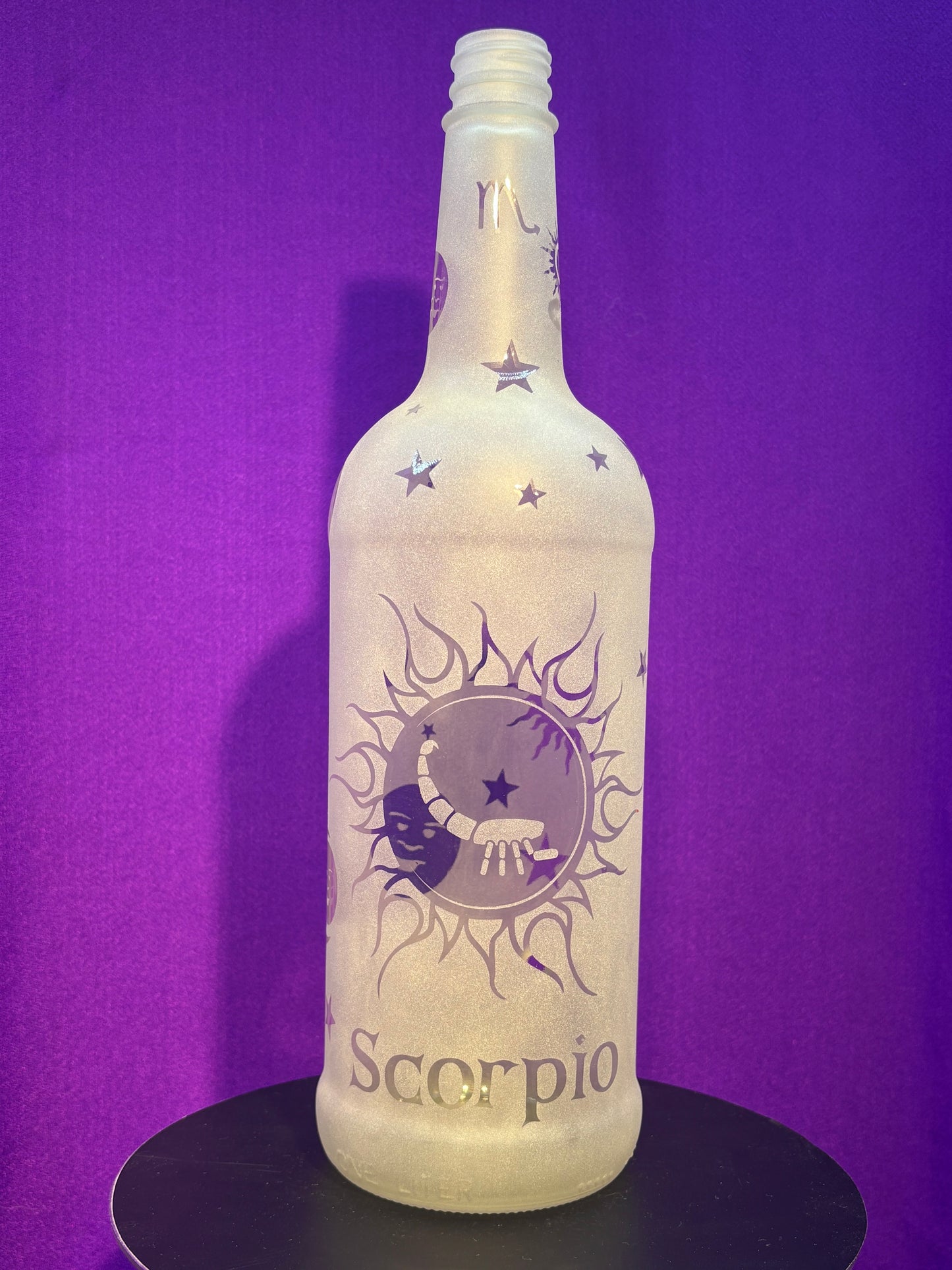 Sandblasted Scorpio Zodiac Incense Holder Bottle